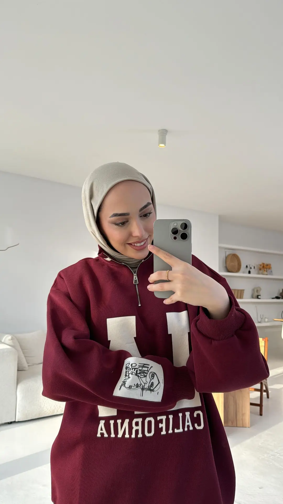 LA California Baskılı Bordo Premium Sweat - Görsel 5