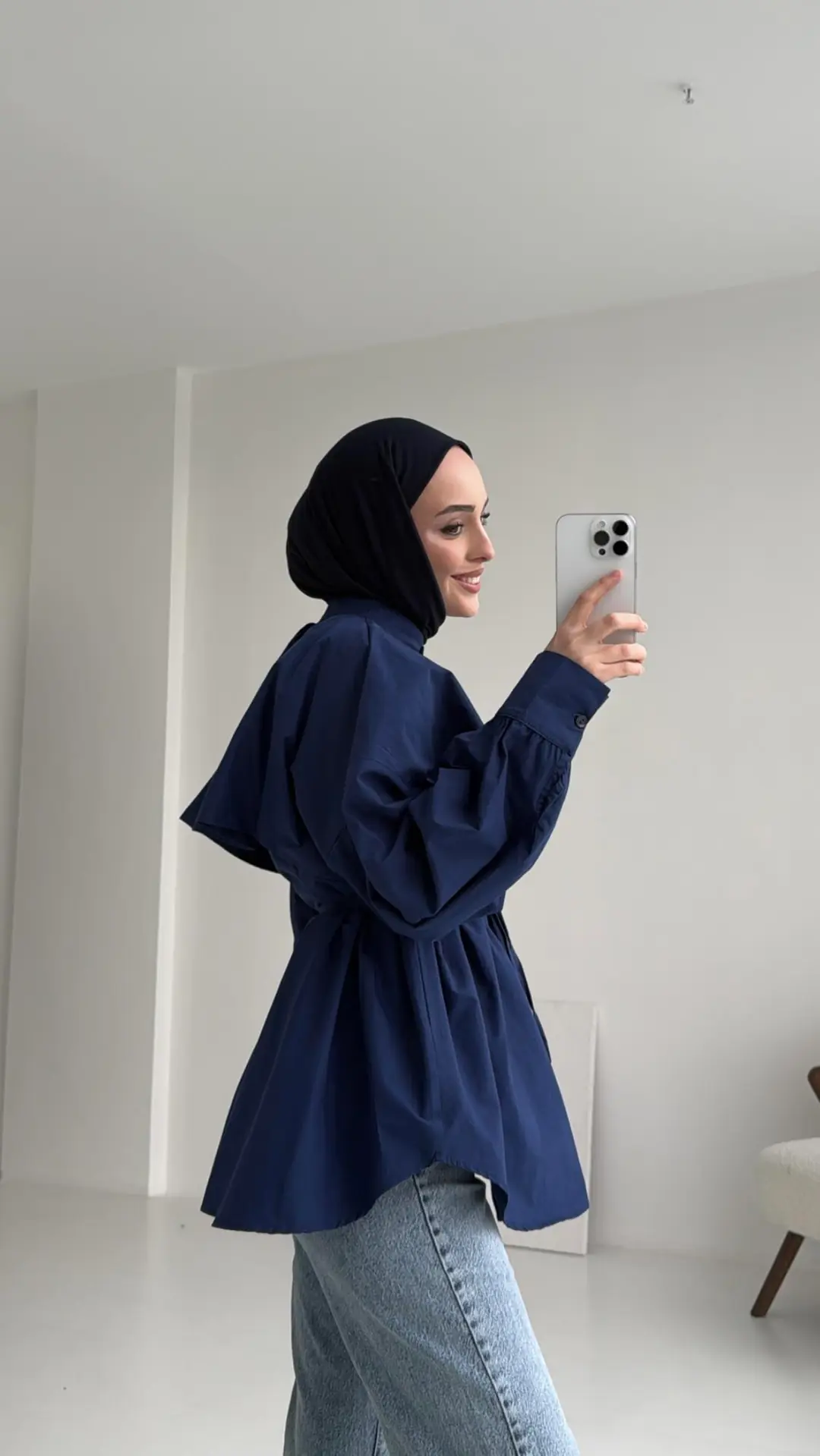 Lacivert Bağlamalı Gömlek - Görsel 7