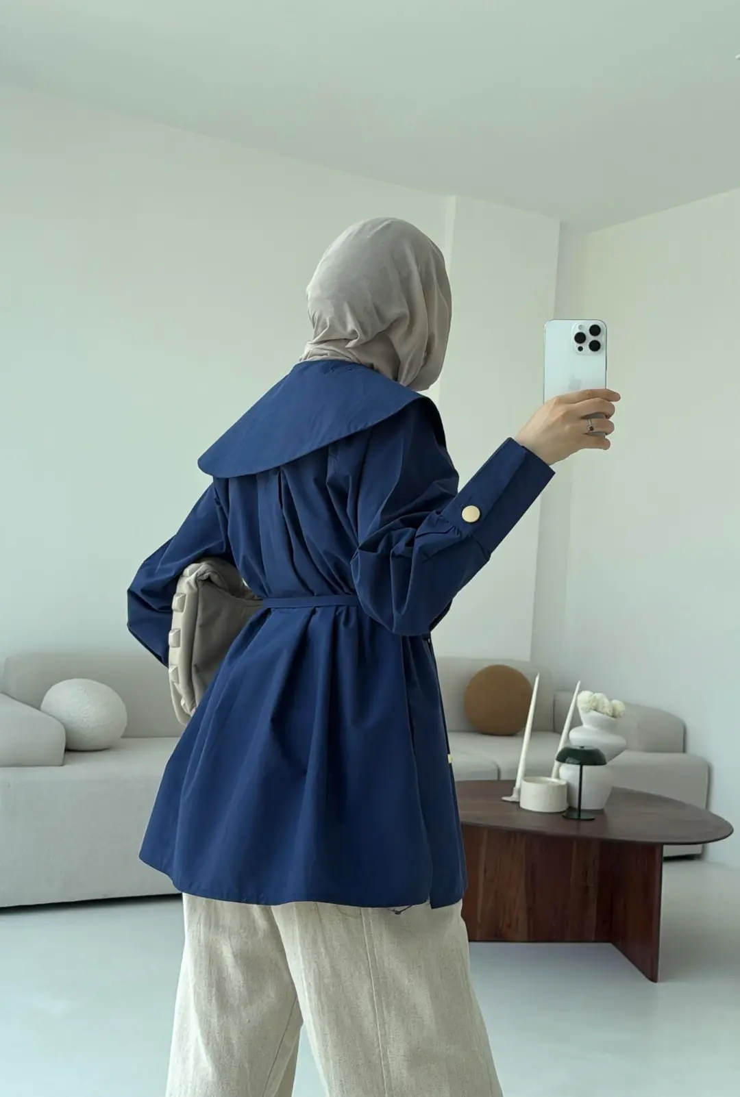 Lacivert Bebe Yaka Gömlek - Görsel 3