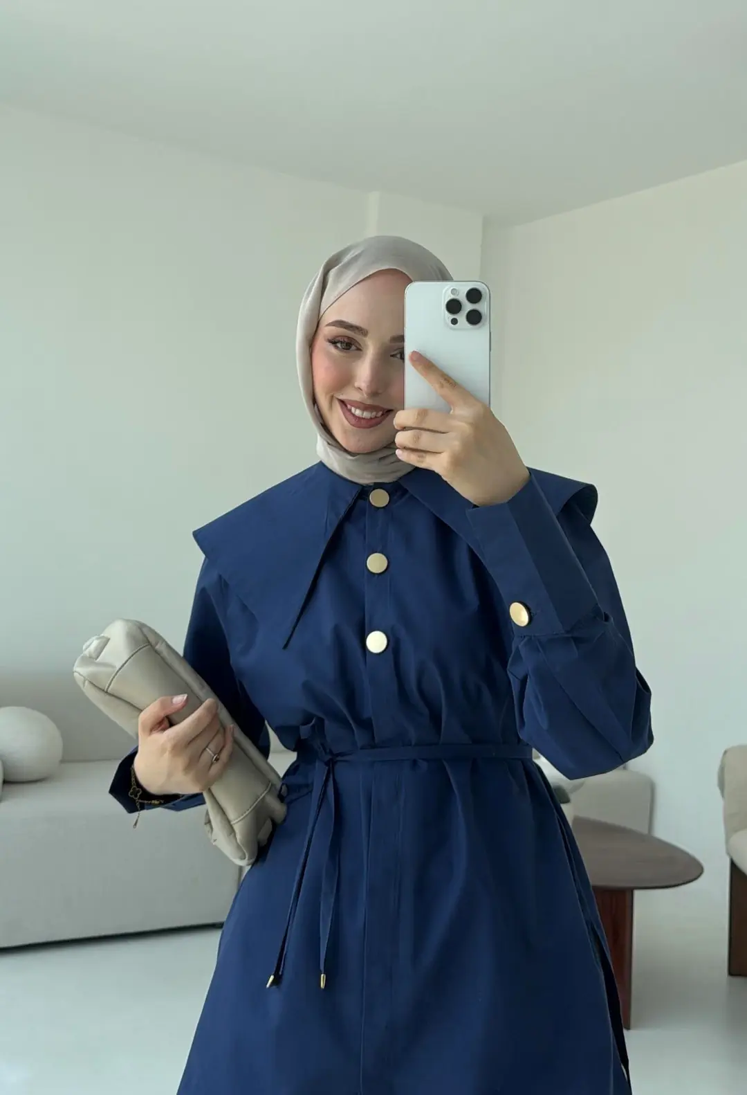 Lacivert Bebe Yaka Gömlek - Görsel 4