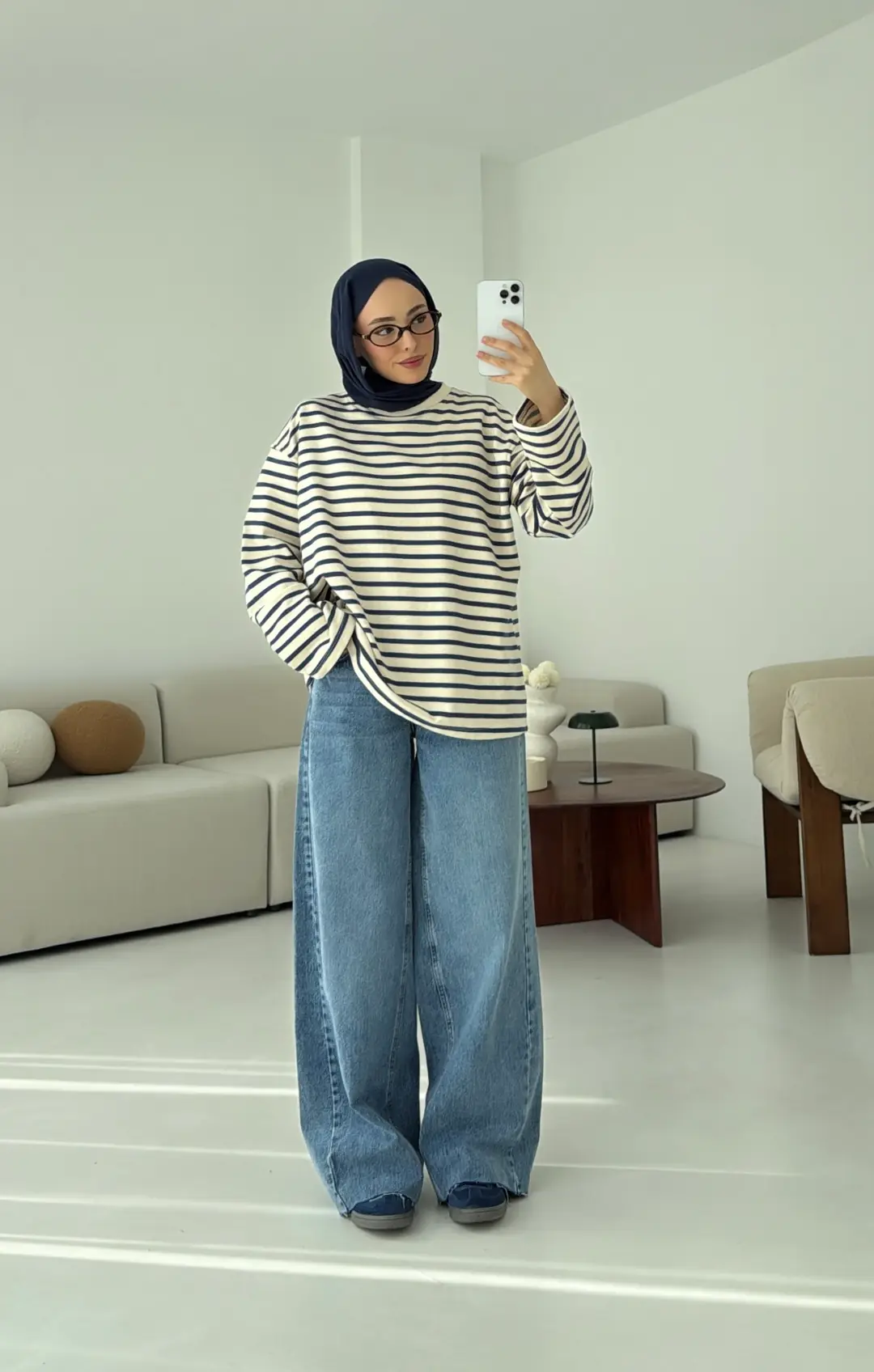 Lacivert Çizgili Sweat - Görsel 14