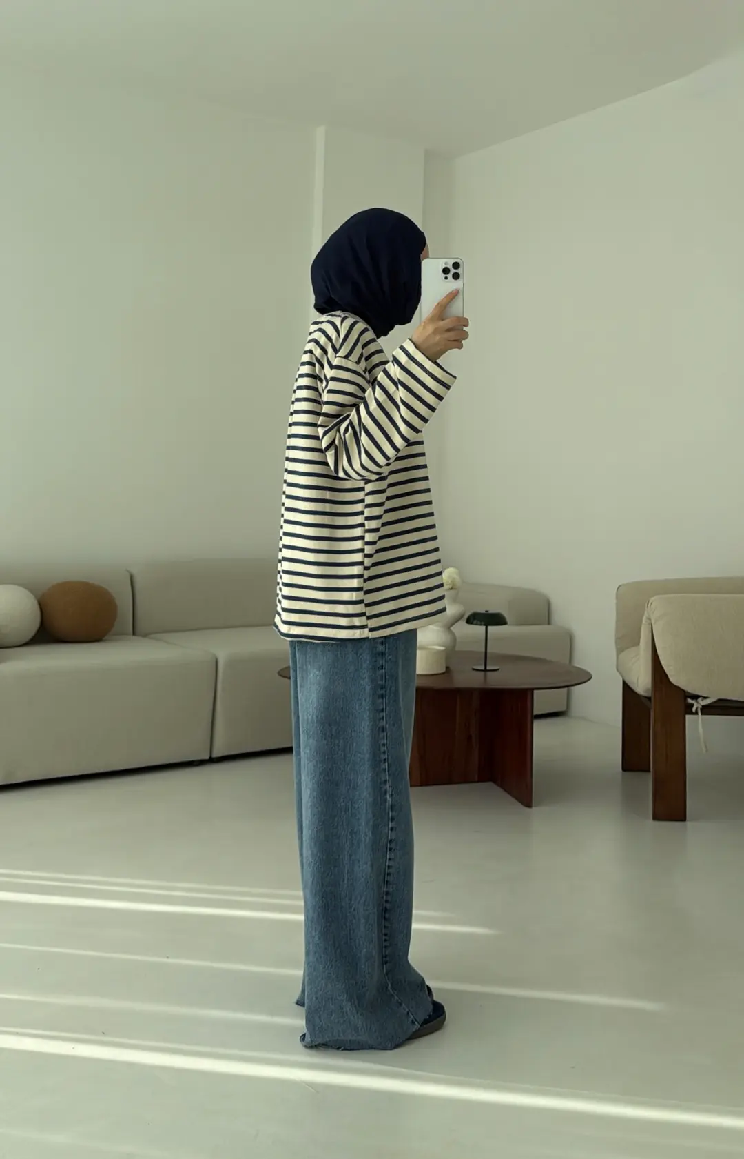 Lacivert Çizgili Sweat - Görsel 21