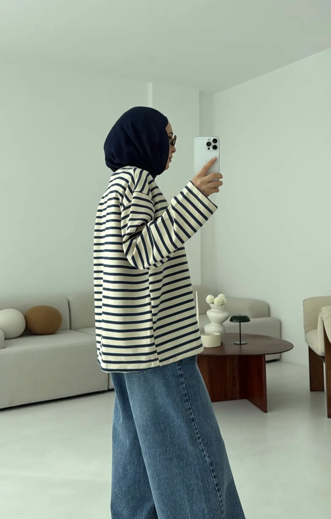 Lacivert Çizgili Sweat - Görsel 4