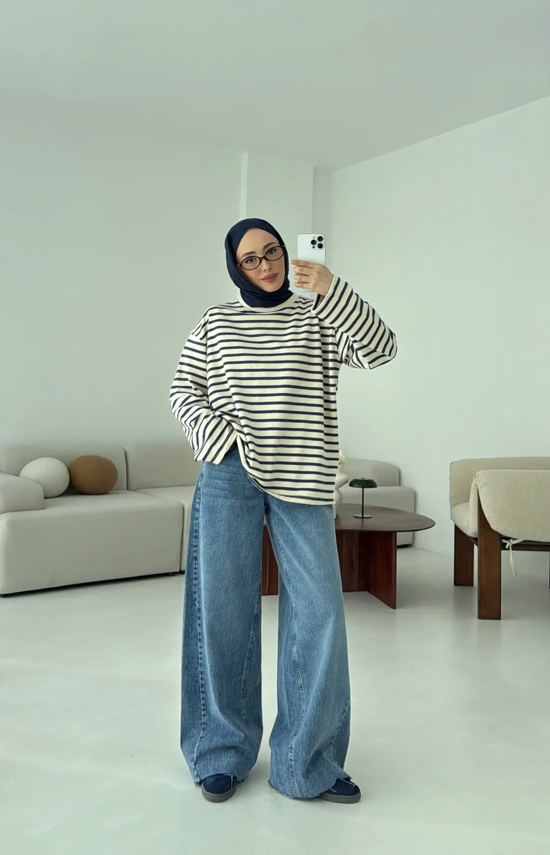 Lacivert Çizgili Sweat - Görsel 5