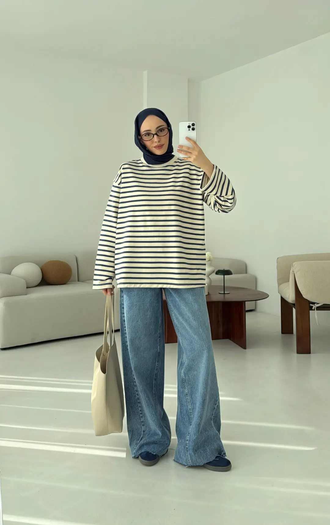 Lacivert Çizgili Sweat - Görsel 9