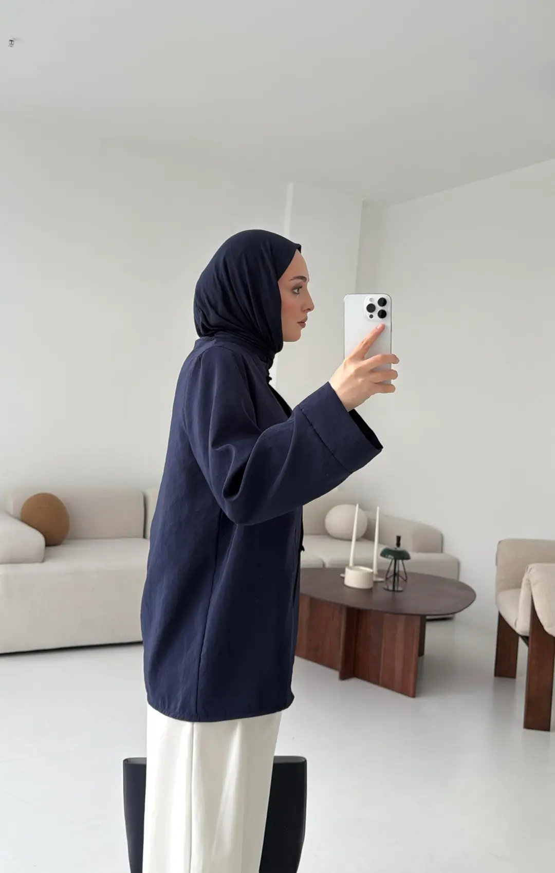 Lacivert Düğme Detay Gömlek - Görsel 2