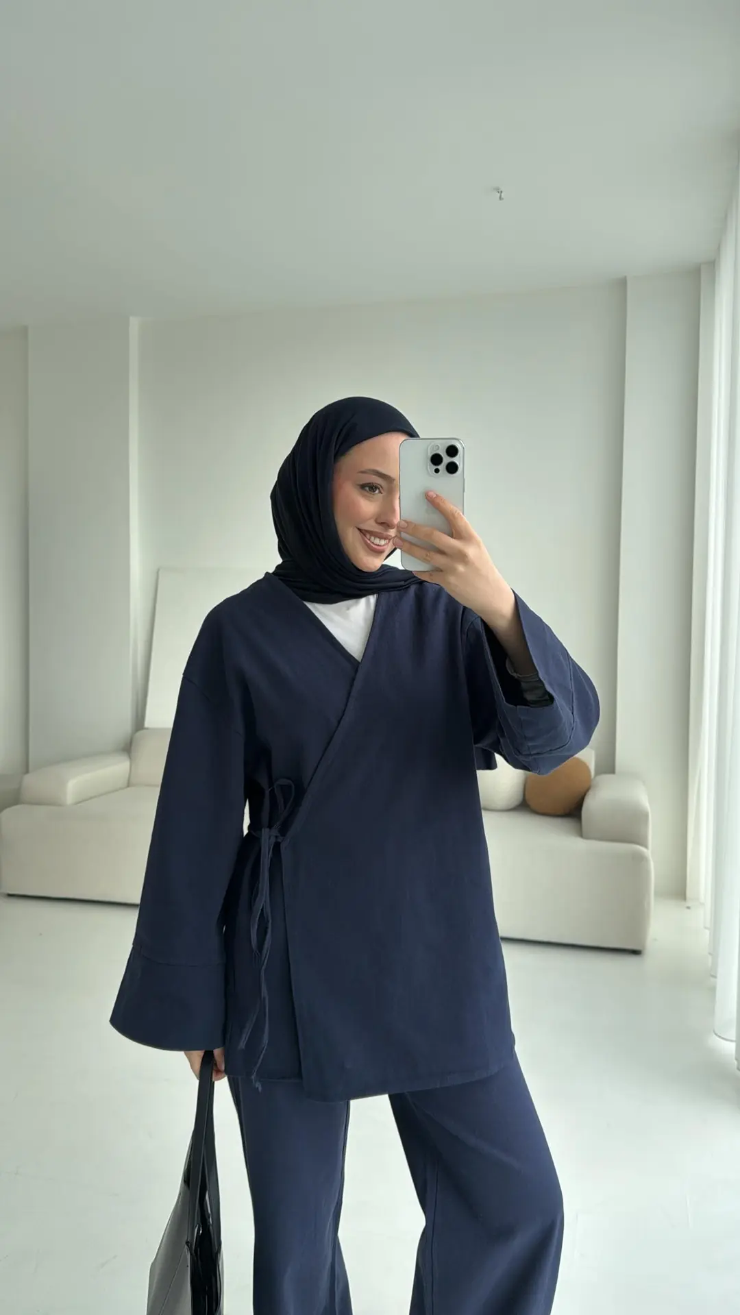 Lacivert Gabardin Kimono Takım