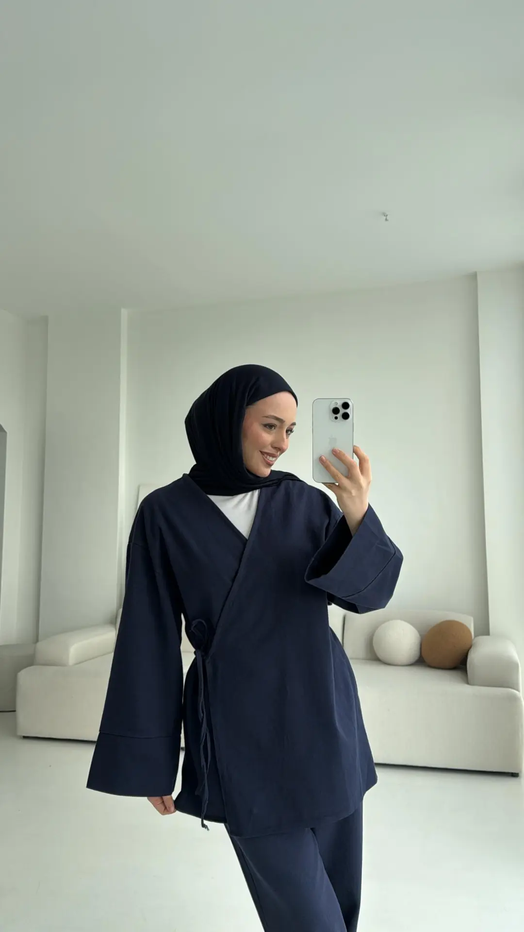 Lacivert Gabardin Kimono Takım - Görsel 4