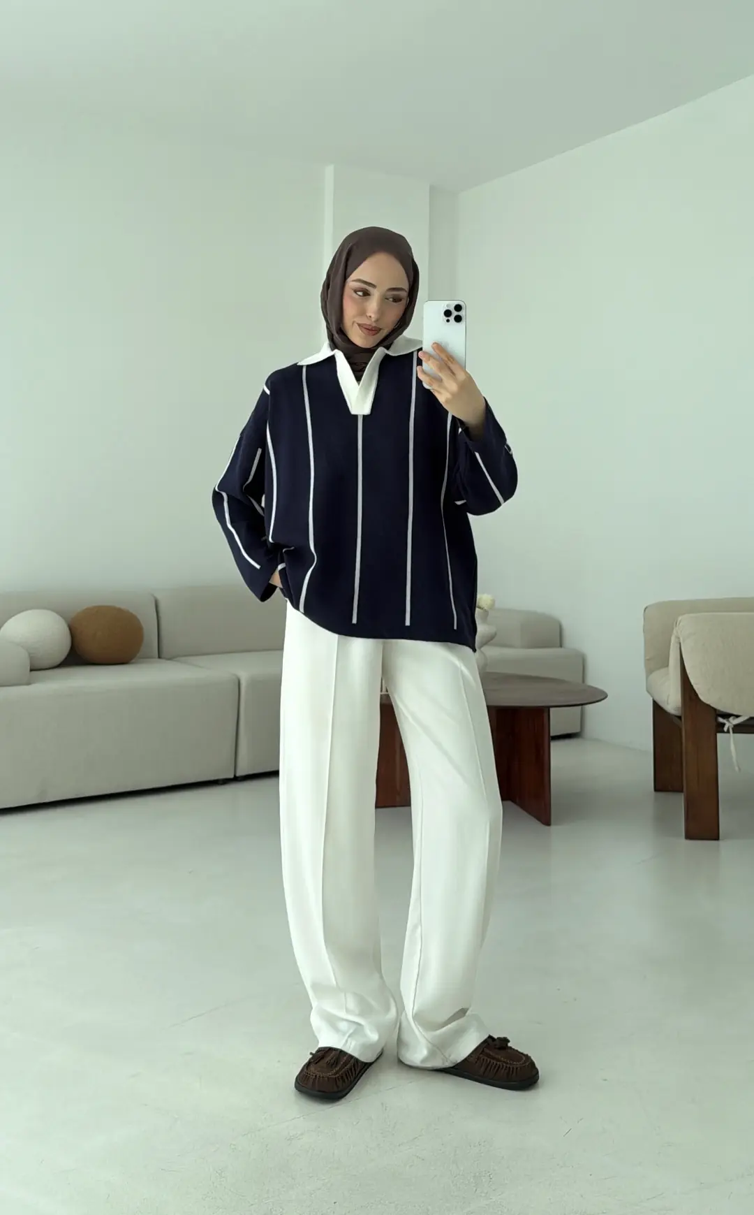 Lacivert-Kemik Polo Yaka Triko - Görsel 8