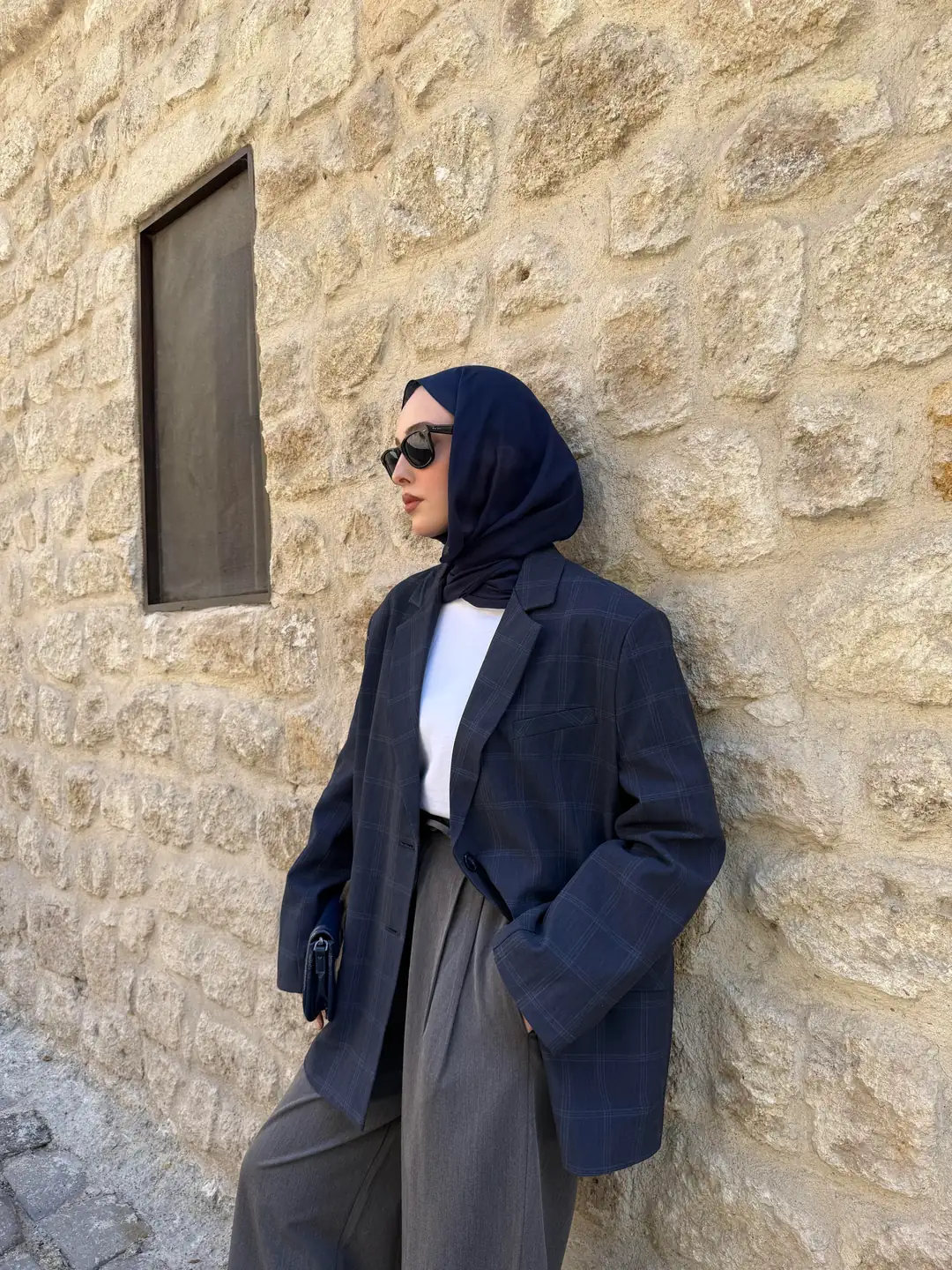 Lacivert Oversize Blazer Ceket - Görsel 8