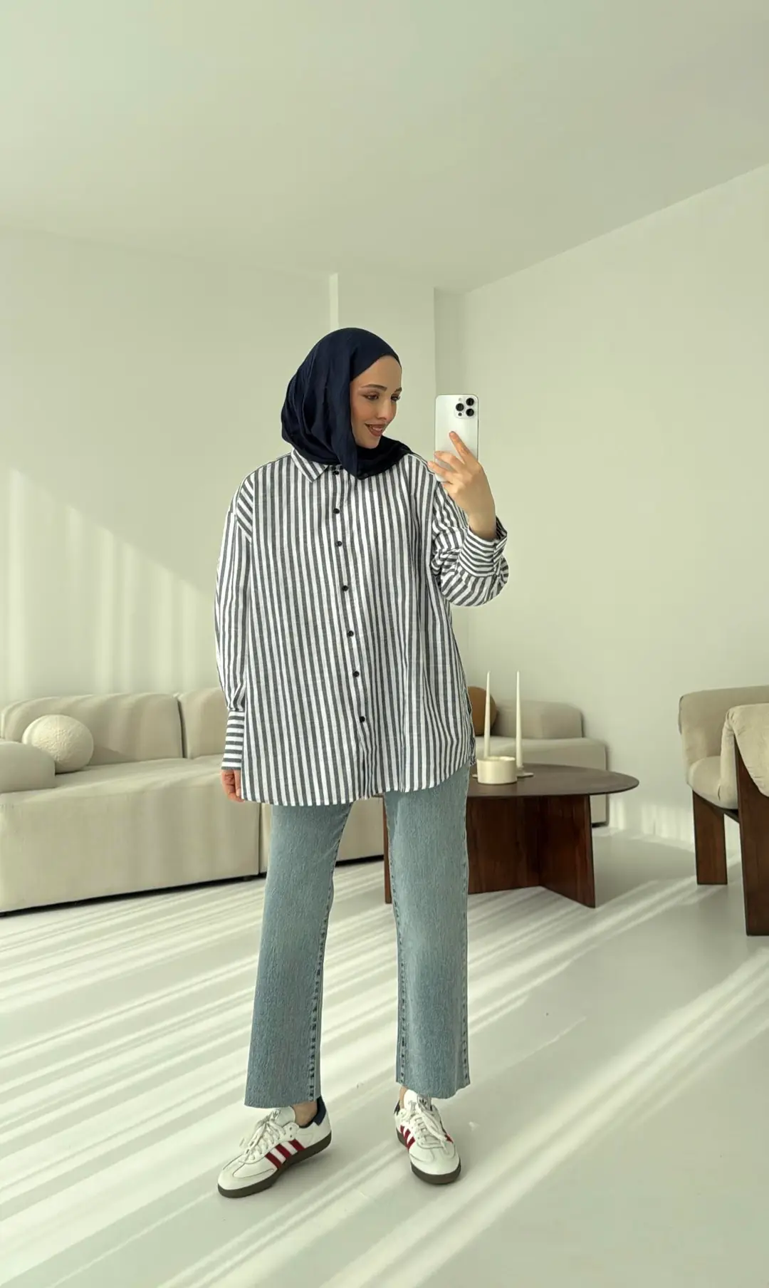Lacivert/beyaz Çizgili Gömlek - Görsel 2