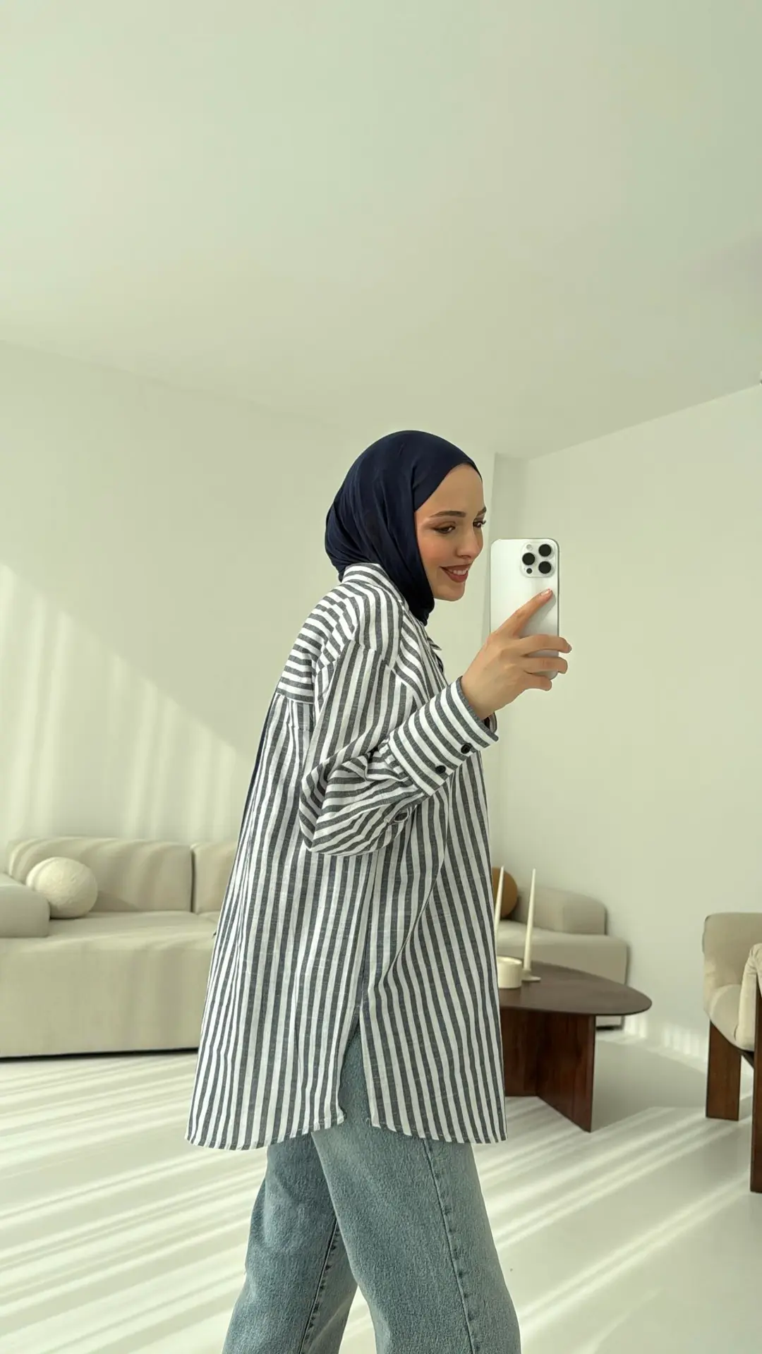 Lacivert/beyaz Çizgili Gömlek - Görsel 3