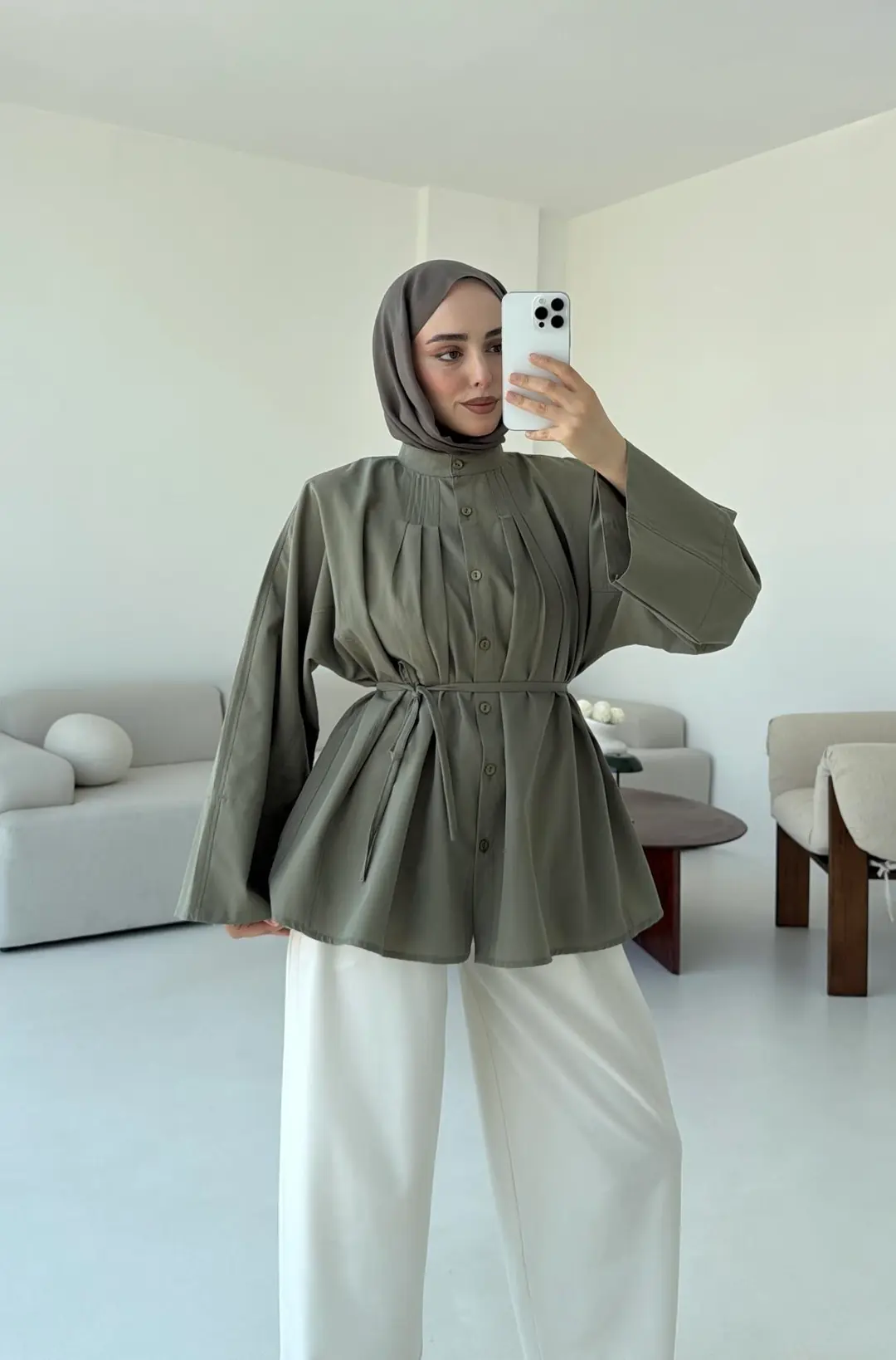 Lena Gömlek Haki - Görsel 2