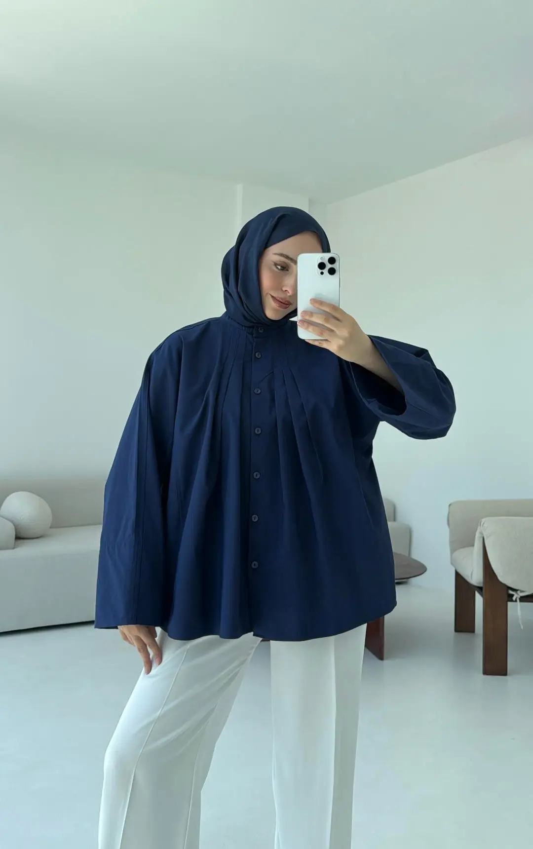 Lena Gömlek Lacivert - Görsel 2