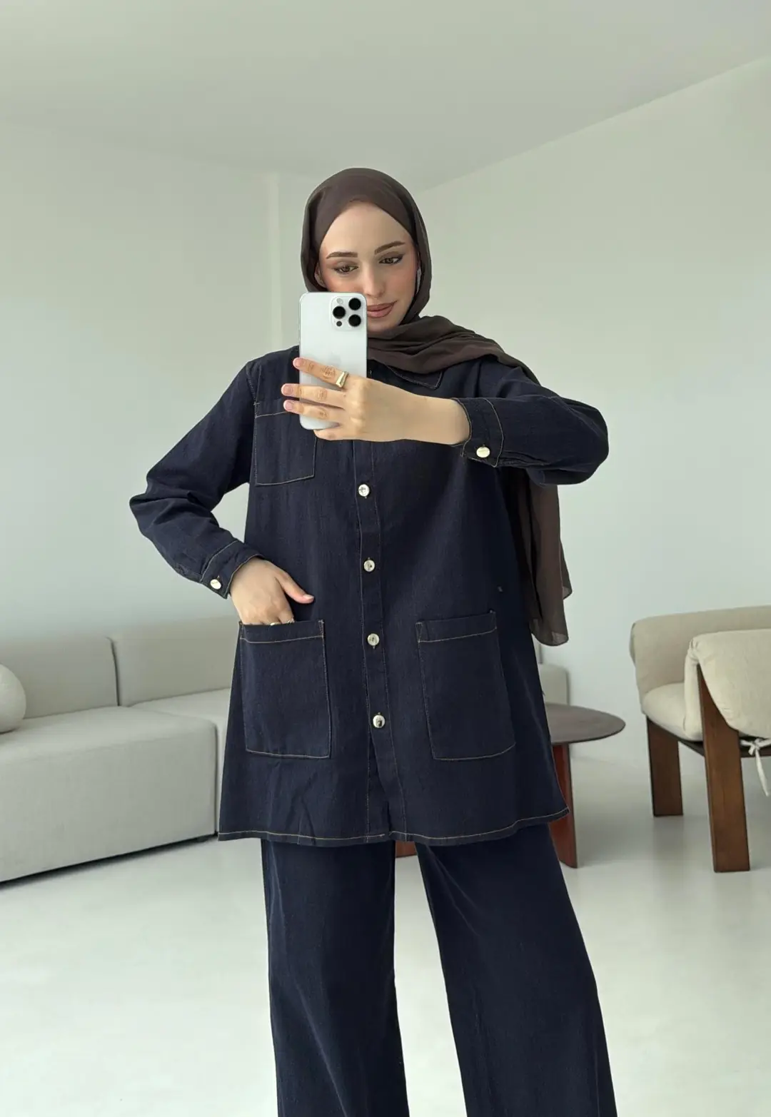 Likralı Denim Takım - Görsel 7