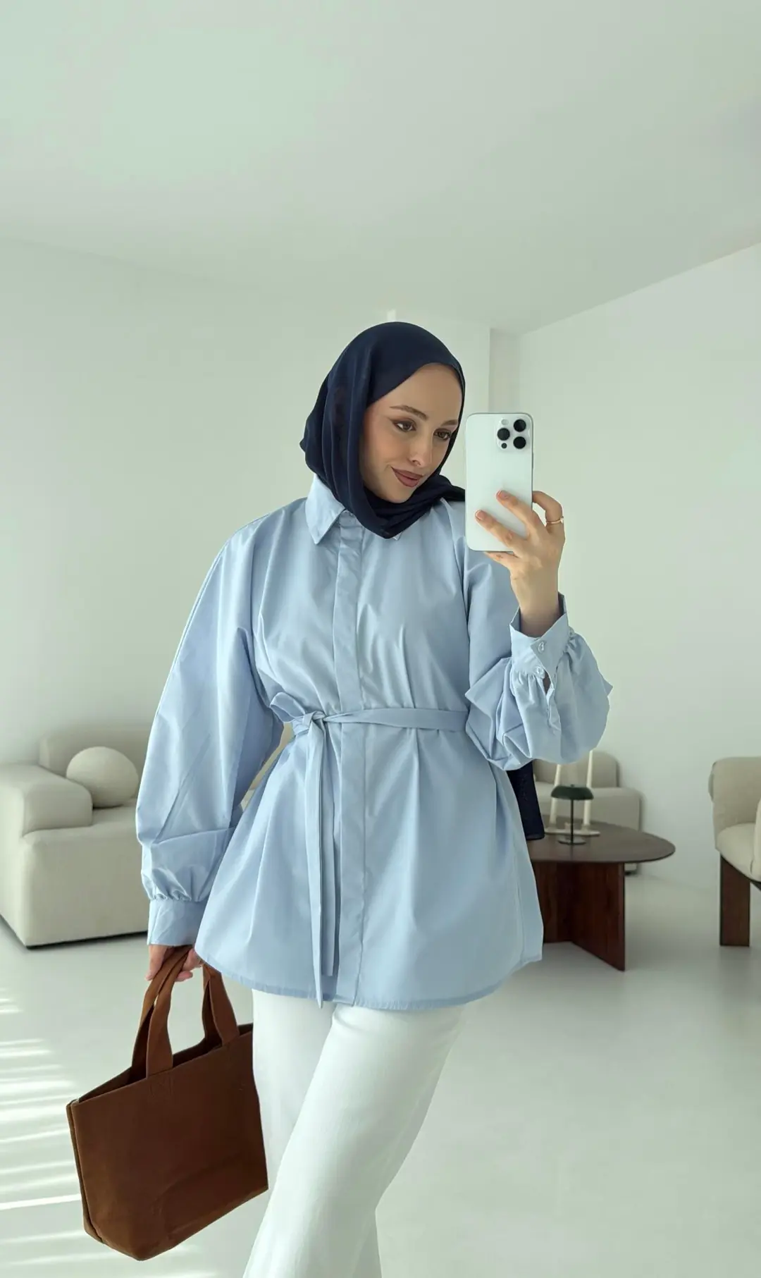 Mavi Balon Kol Bağlamalı Gömlek - Görsel 2