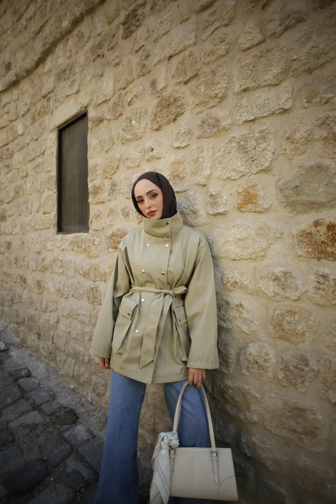 Maxi Cepli Ceket Yeşil - Görsel 5