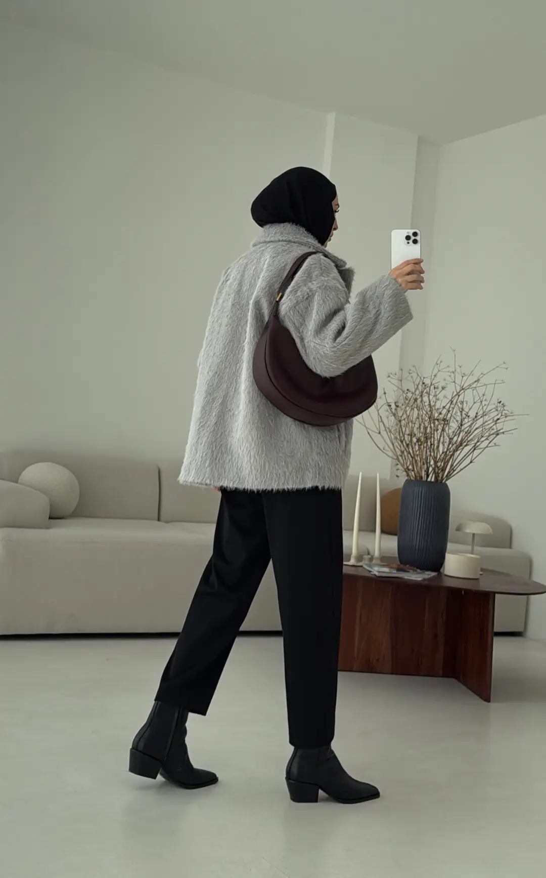 Maxmara Eldivenli Kaban Gri - Görsel 2