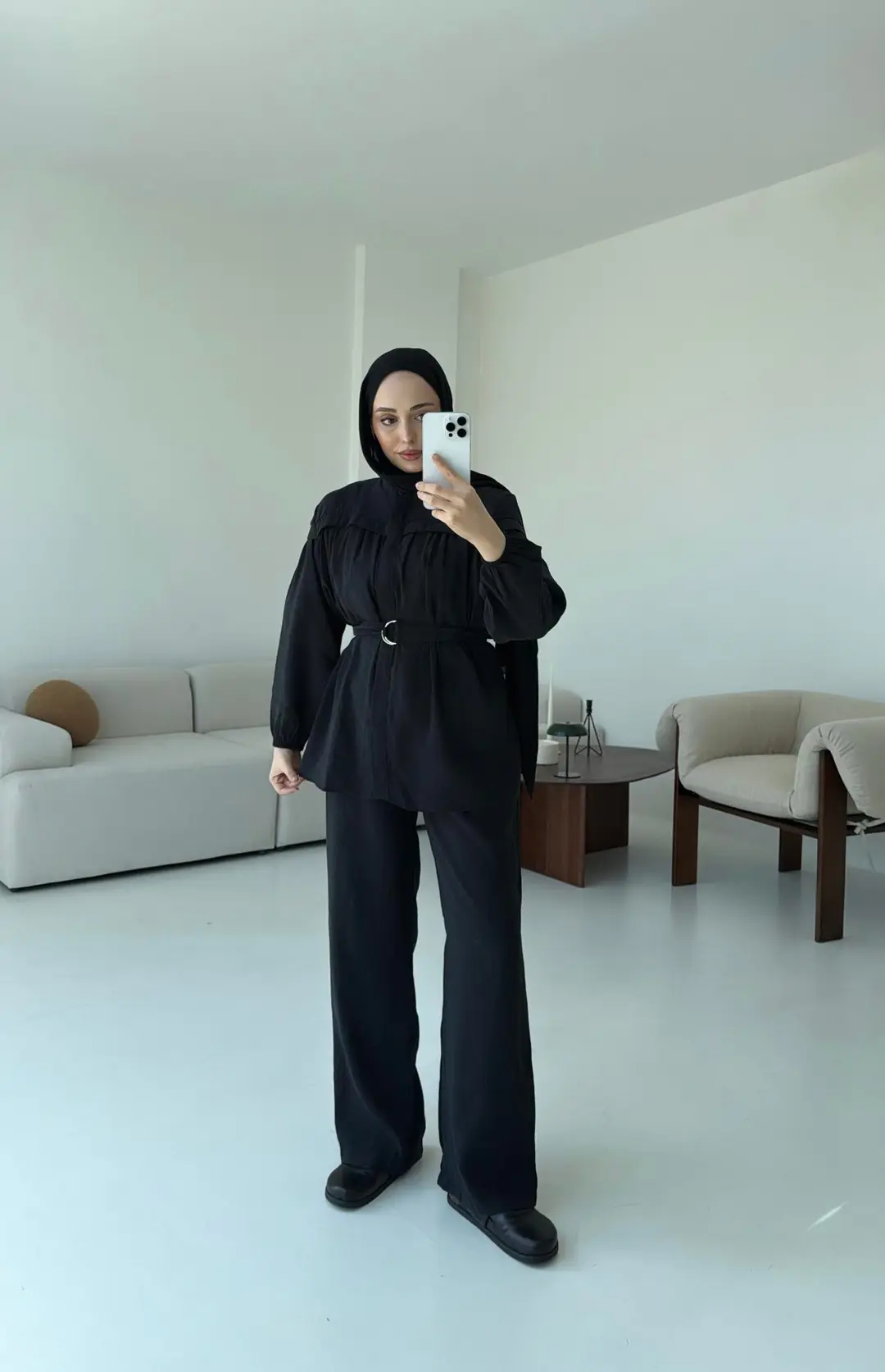 Metal Tokalı Kemerli Takım Siyah