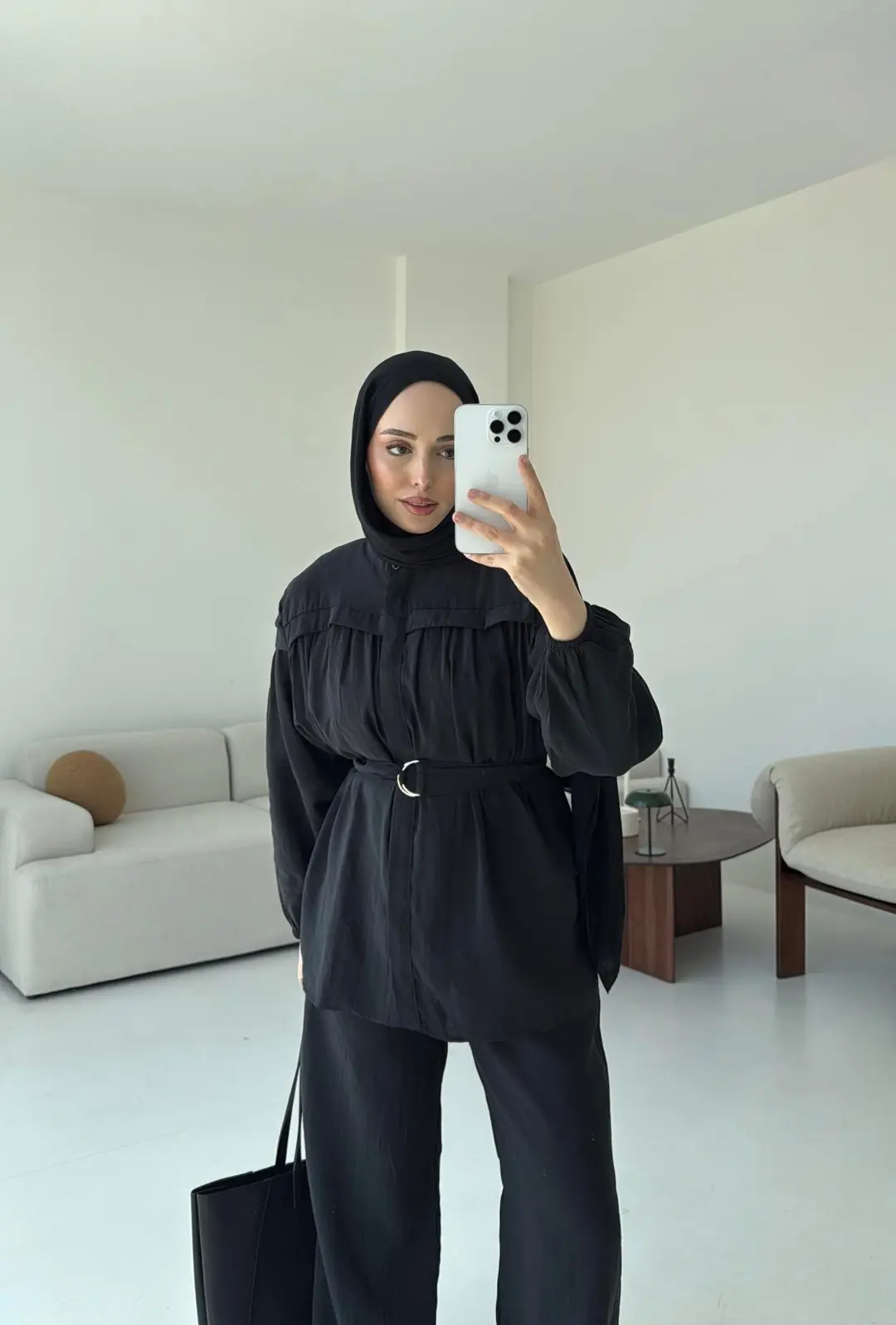 Metal Tokalı Kemerli Takım Siyah - Görsel 4