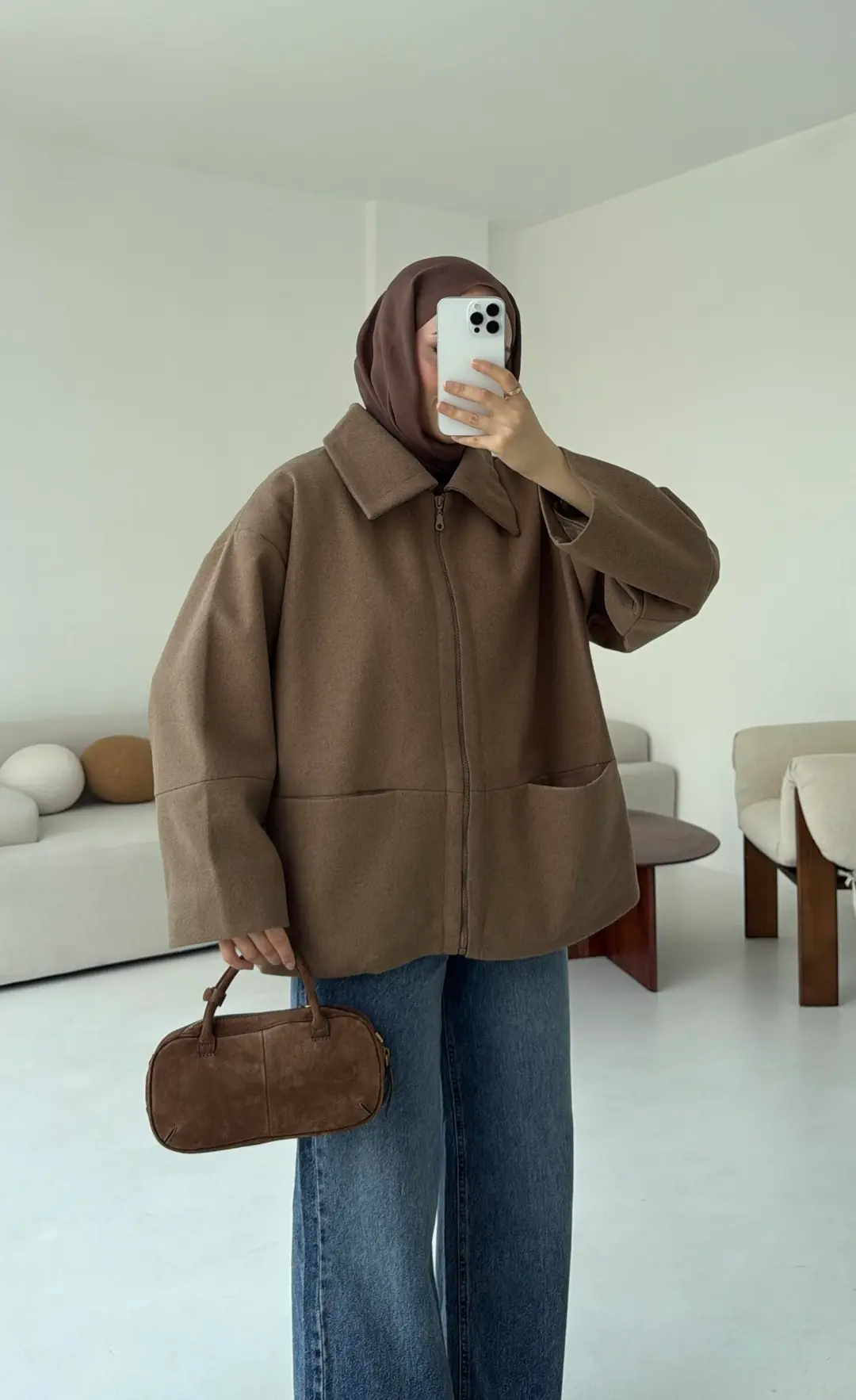 Mevsimlik Kaşe Ceket Camel - Görsel 3