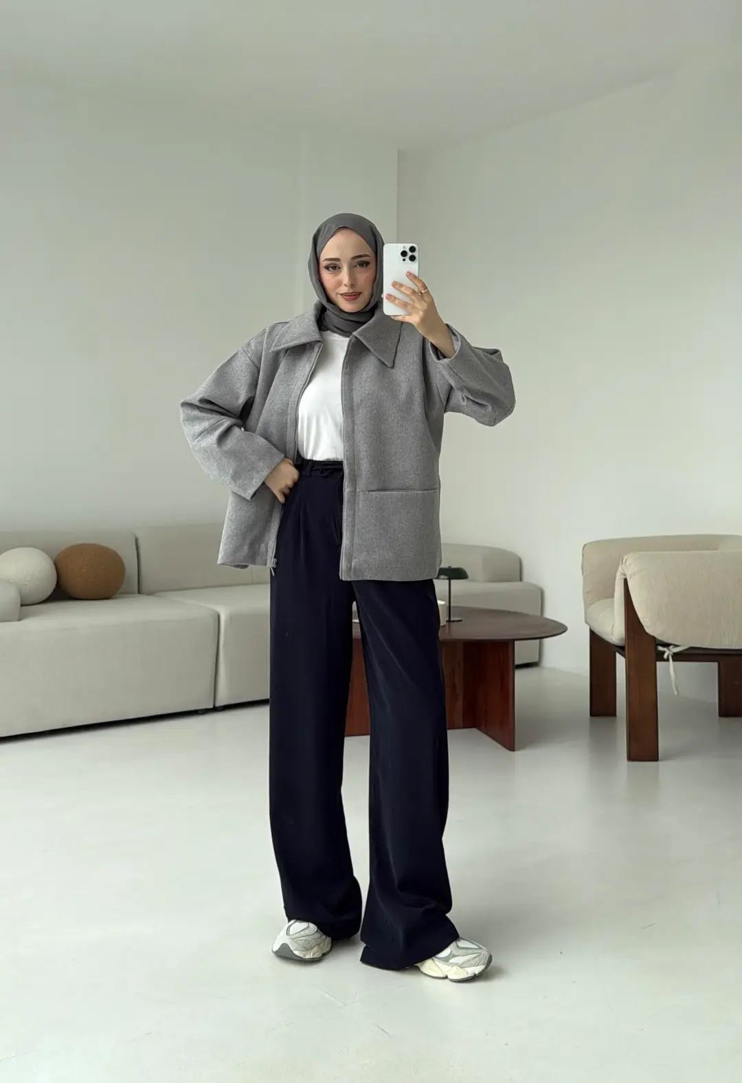 Mevsimlik Kaşe Ceket Gri