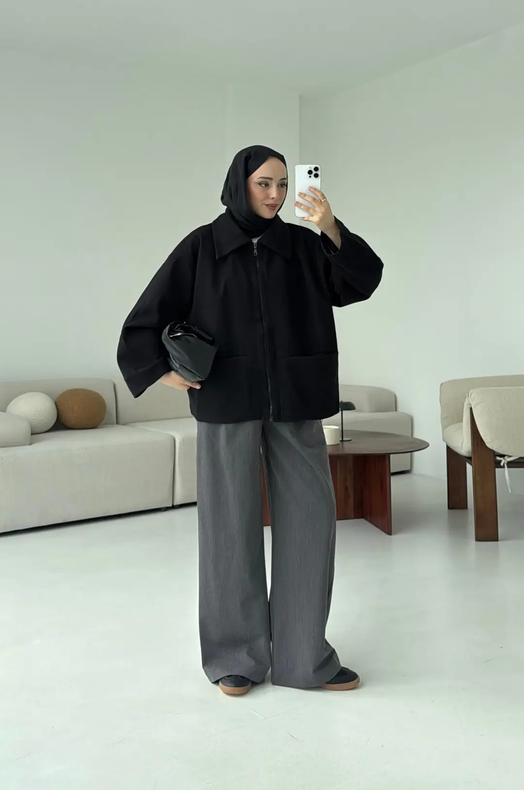 Mevsimlik Kaşe Ceket Siyah - Görsel 3