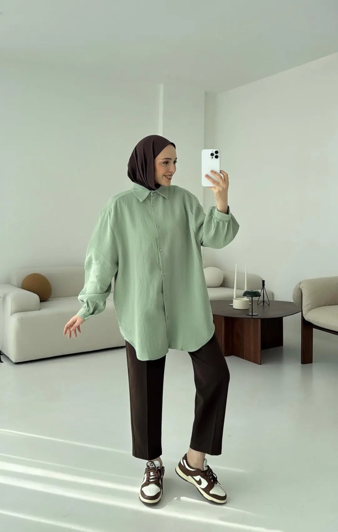 Mint Müslin Gömlek - Görsel 6