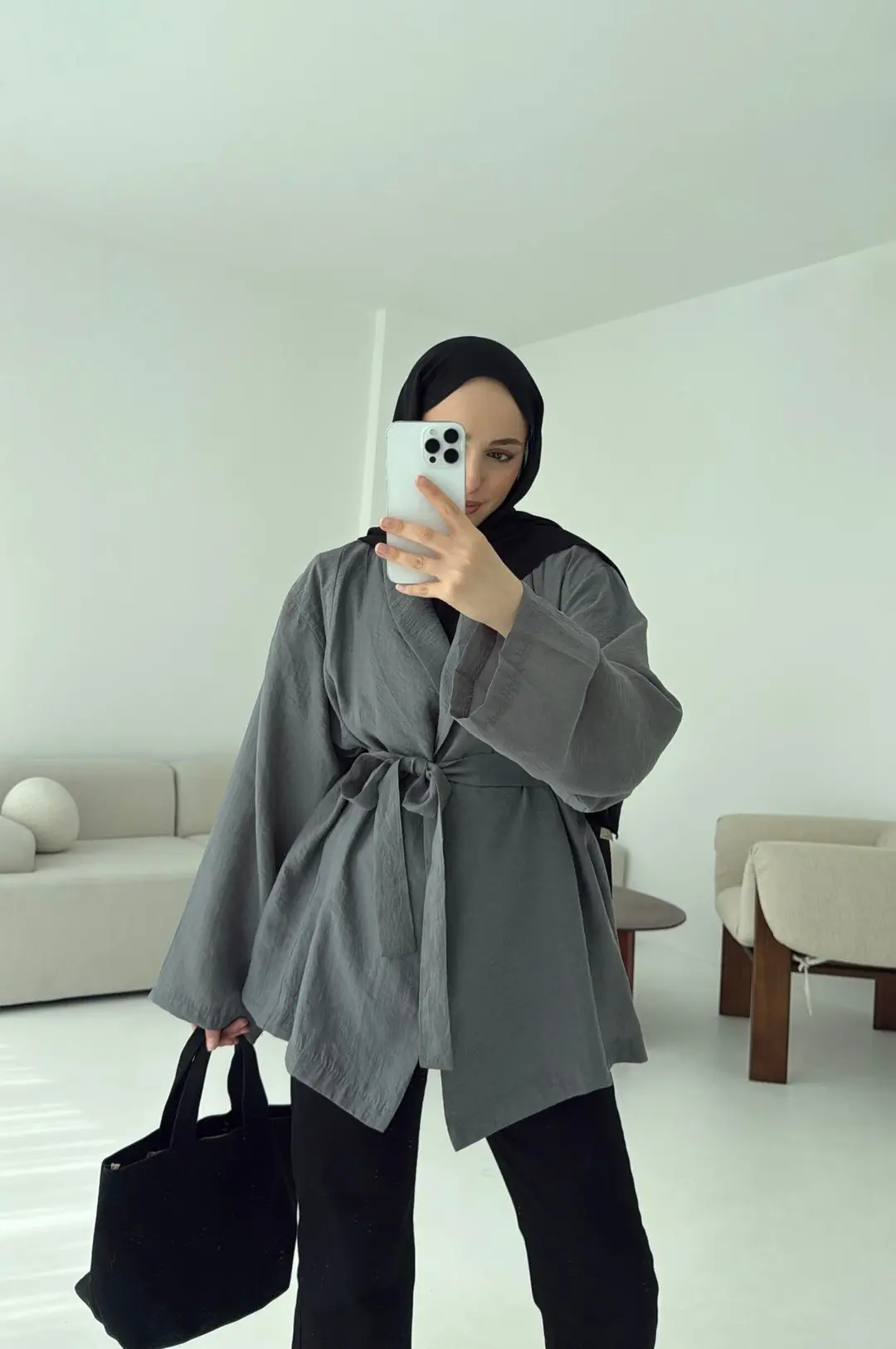 Model Yazlık Kimono Antrasit