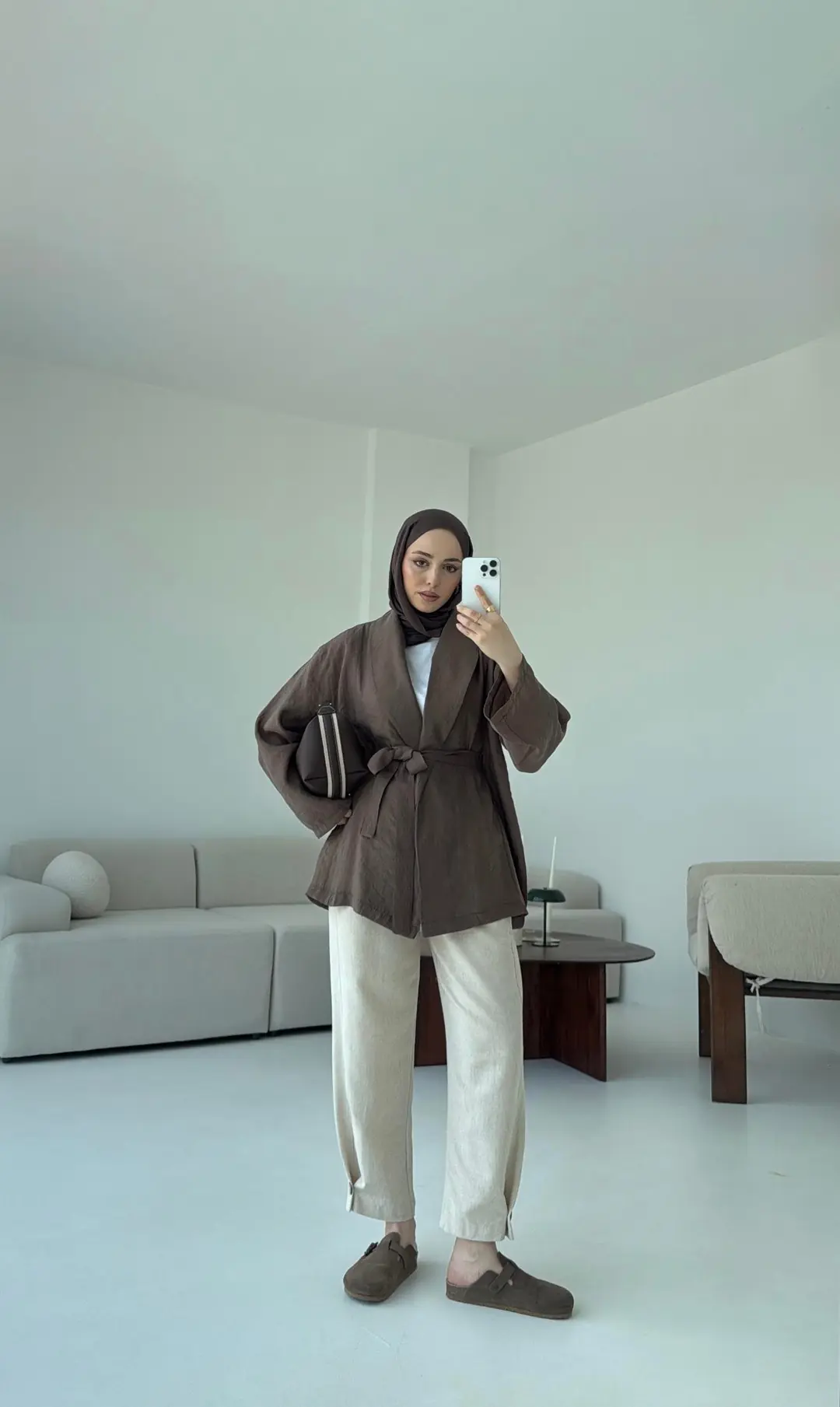 Model Yazlık Kimono Kahve - Görsel 3