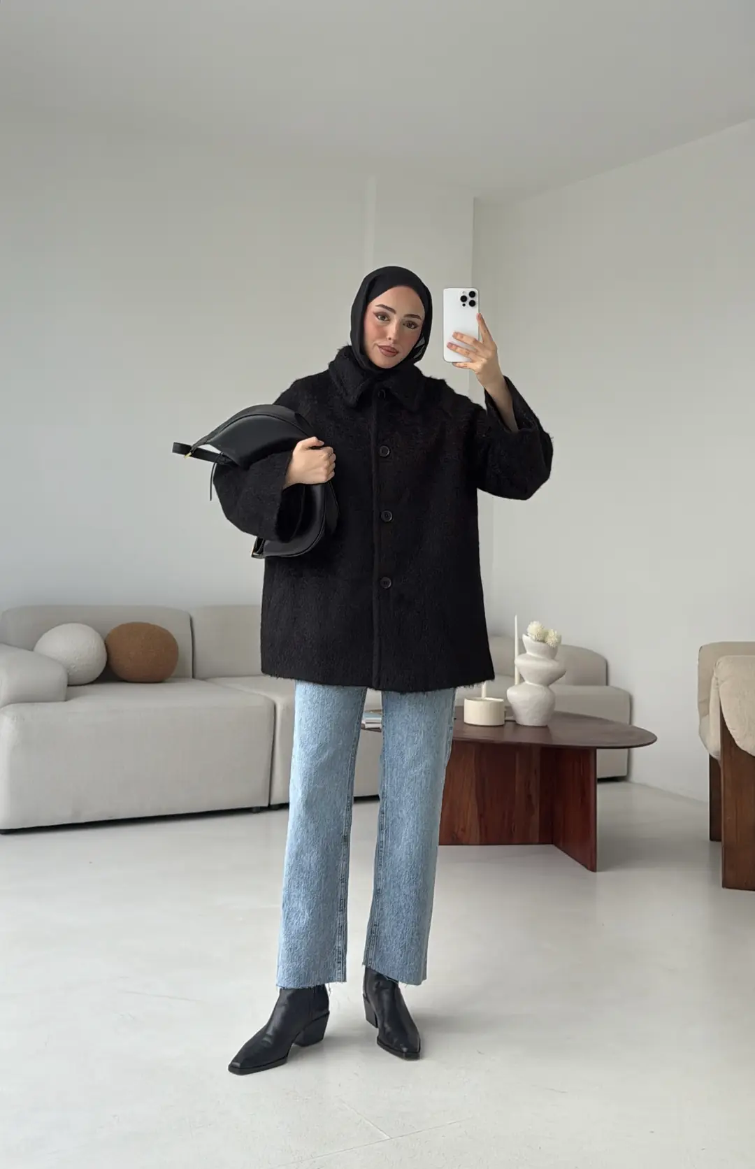 Mohair Reglan Kol Kaban Siyah - Görsel 3