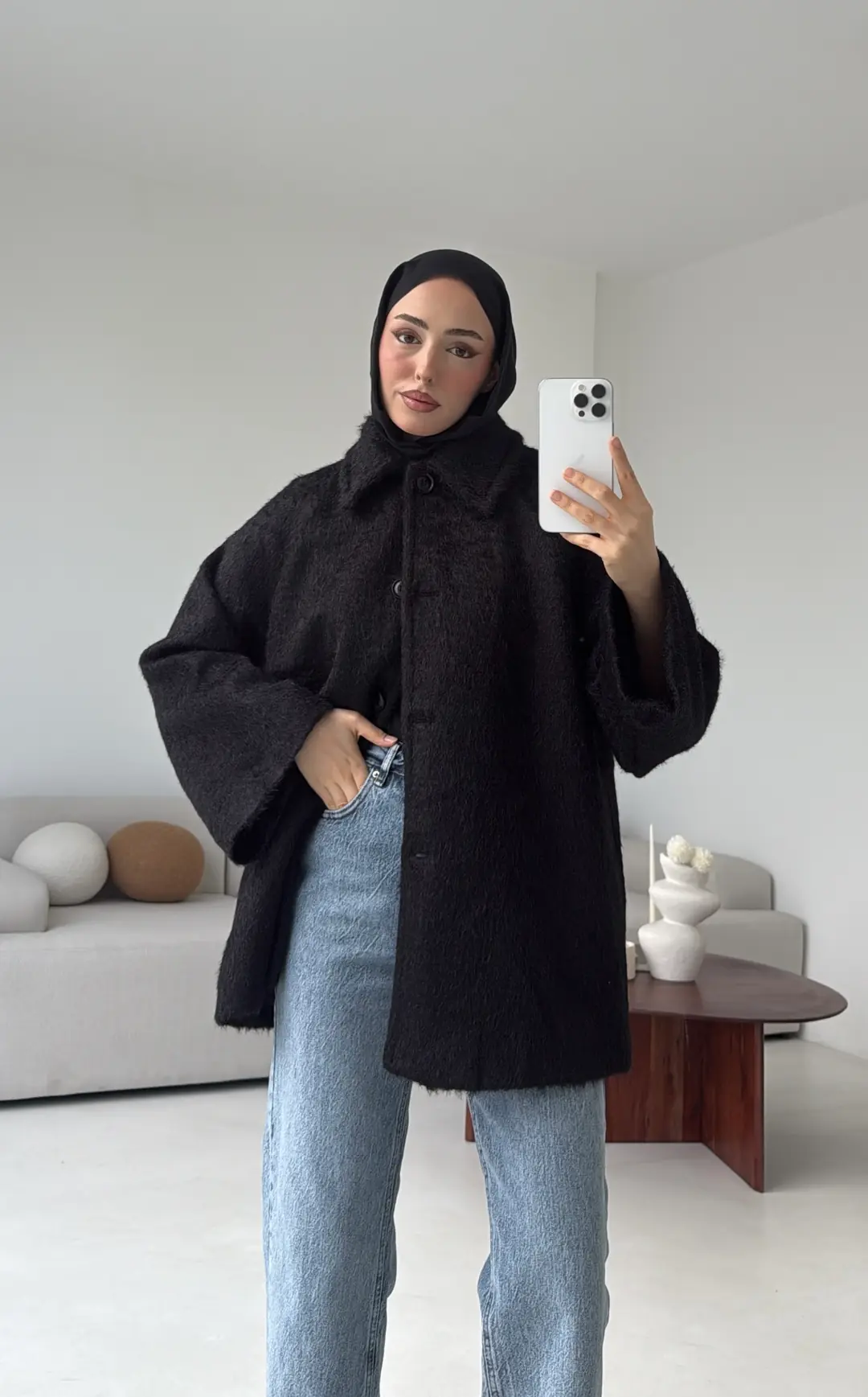 Mohair Reglan Kol Kaban Siyah - Görsel 6