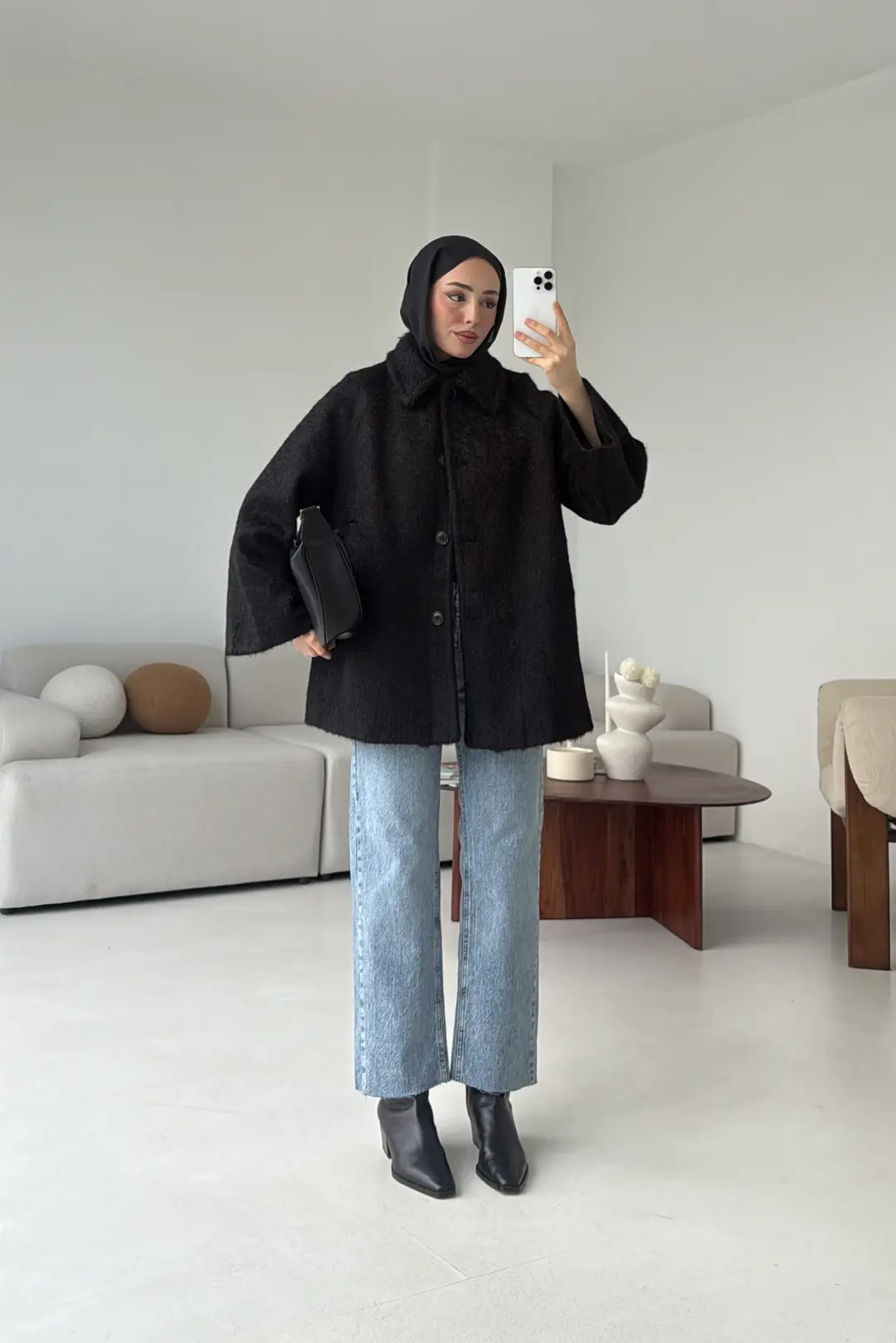 Mohair Reglan Kol Kaban Siyah - Görsel 8