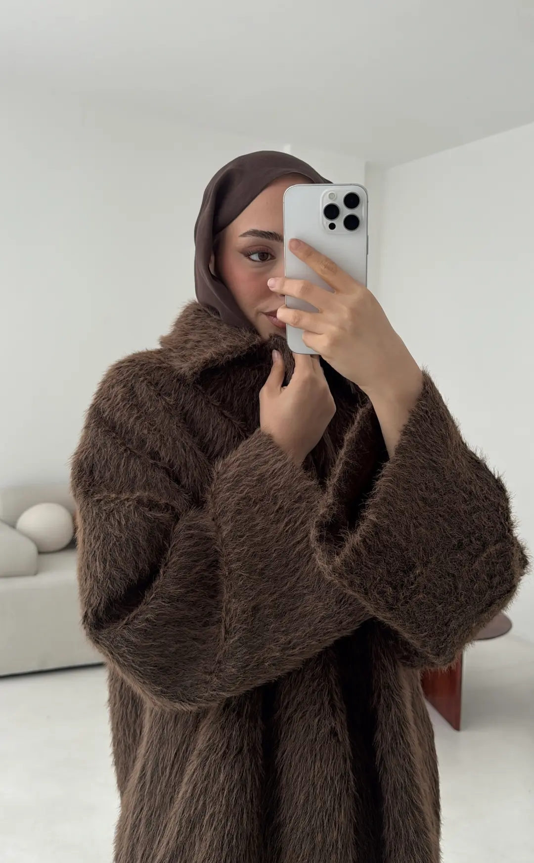 Mohair Reglan Kol Kaban Kahve - Görsel 6