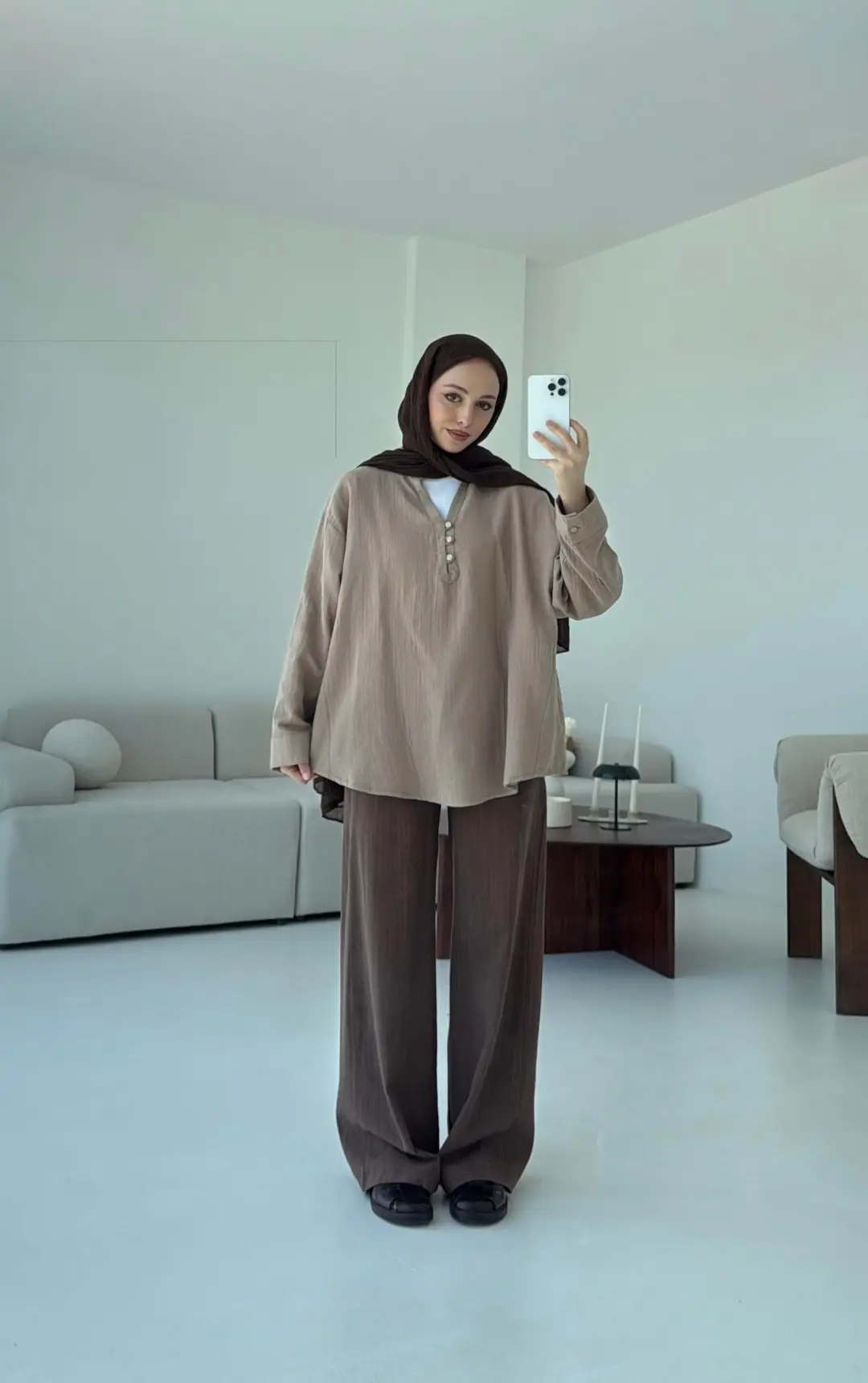 Müslin Düğmeli Gömlek Bej