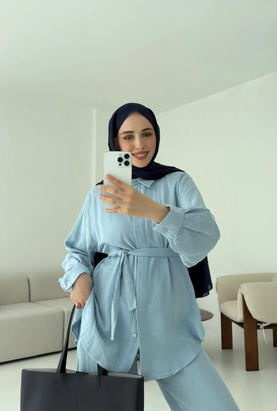 Müslin Gömleklİ Takım Bebe Mavi - Görsel 4