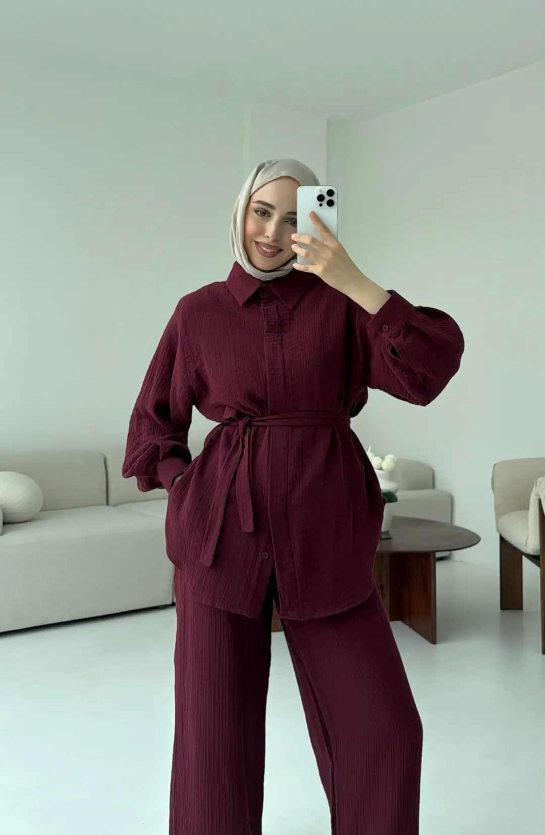 Müslin Gömleklİ Takım Bordo - Görsel 2