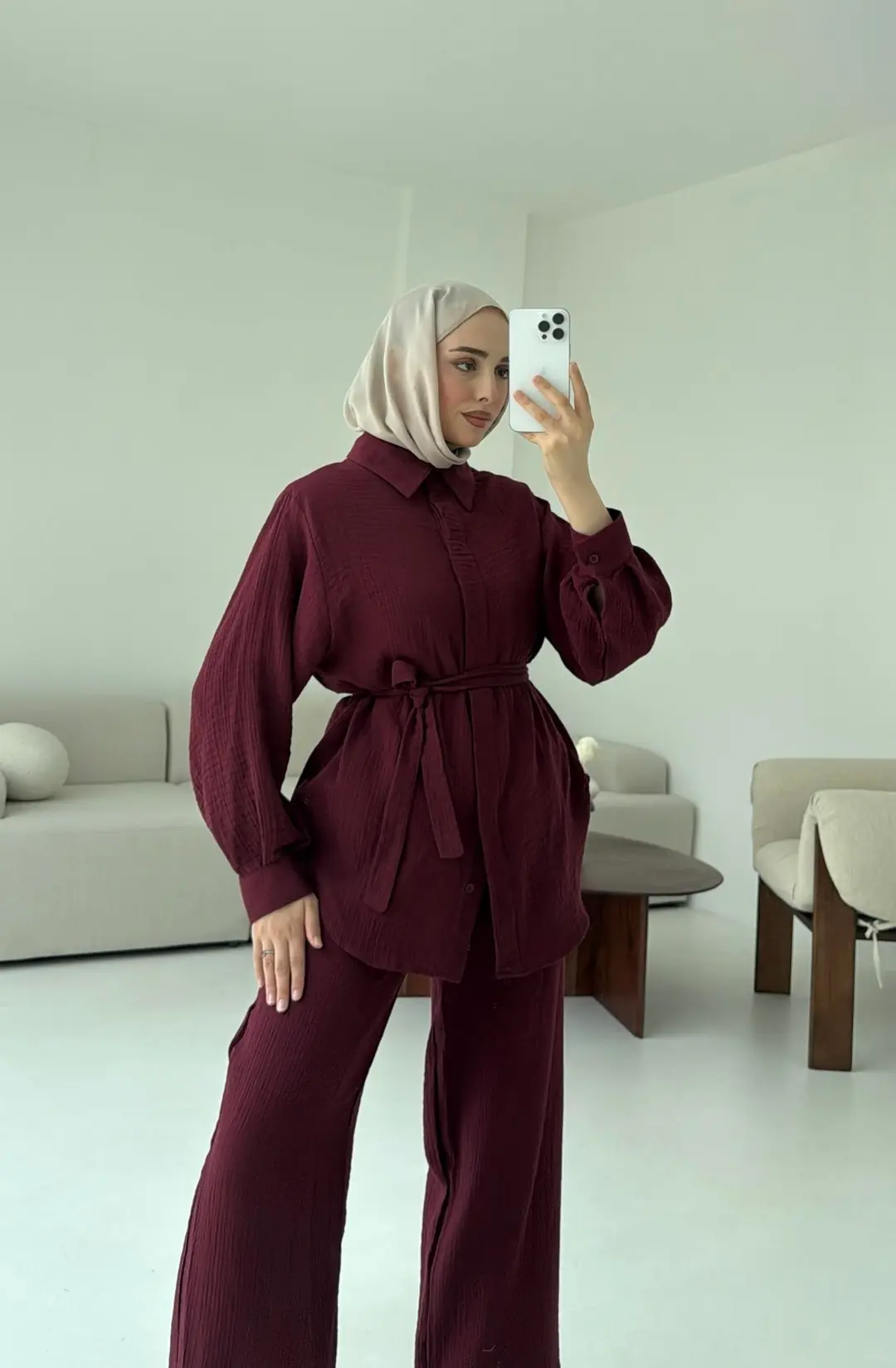 Müslin Gömleklİ Takım Bordo - Görsel 4