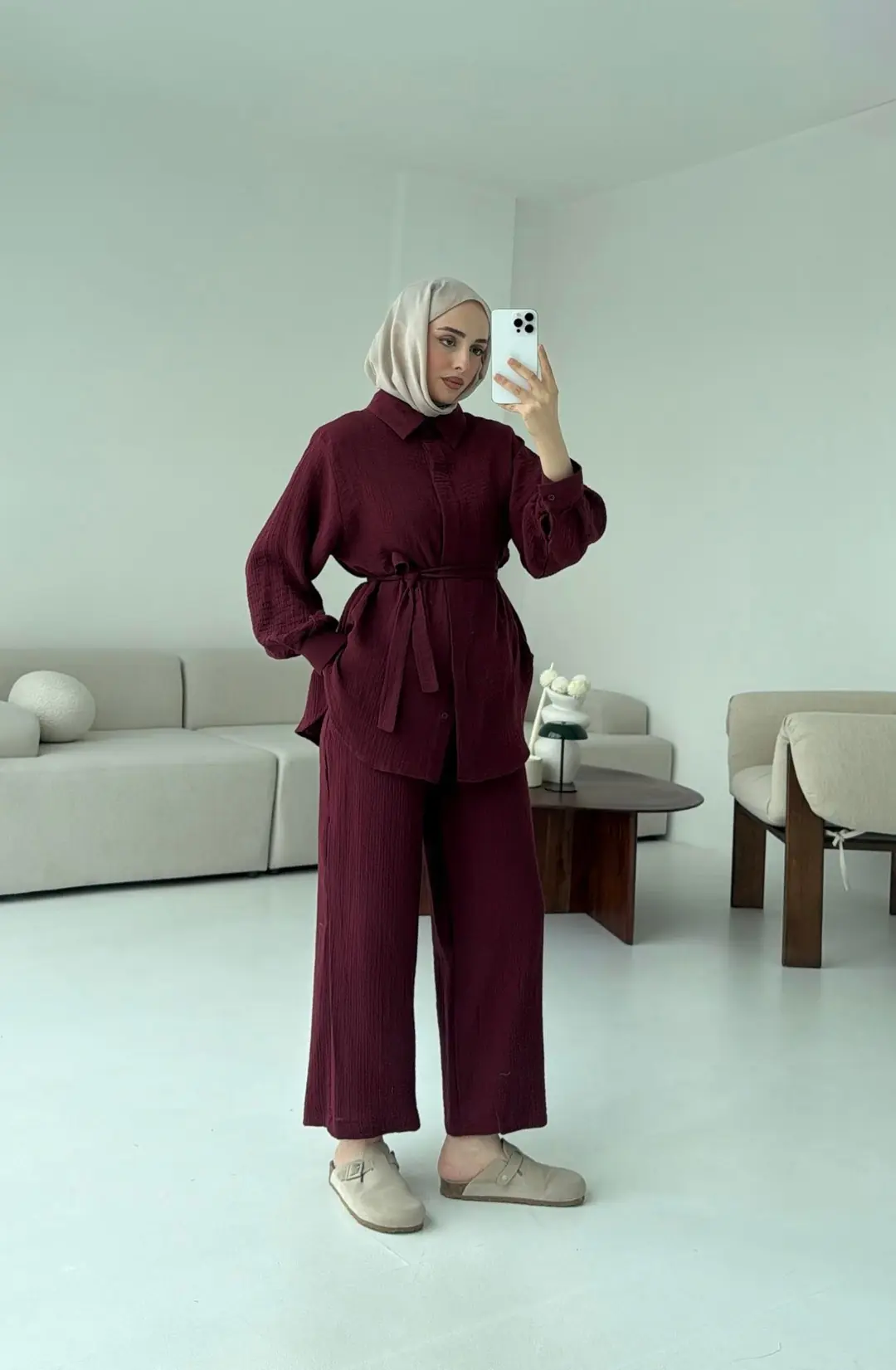 Müslin Gömleklİ Takım Bordo - Görsel 6