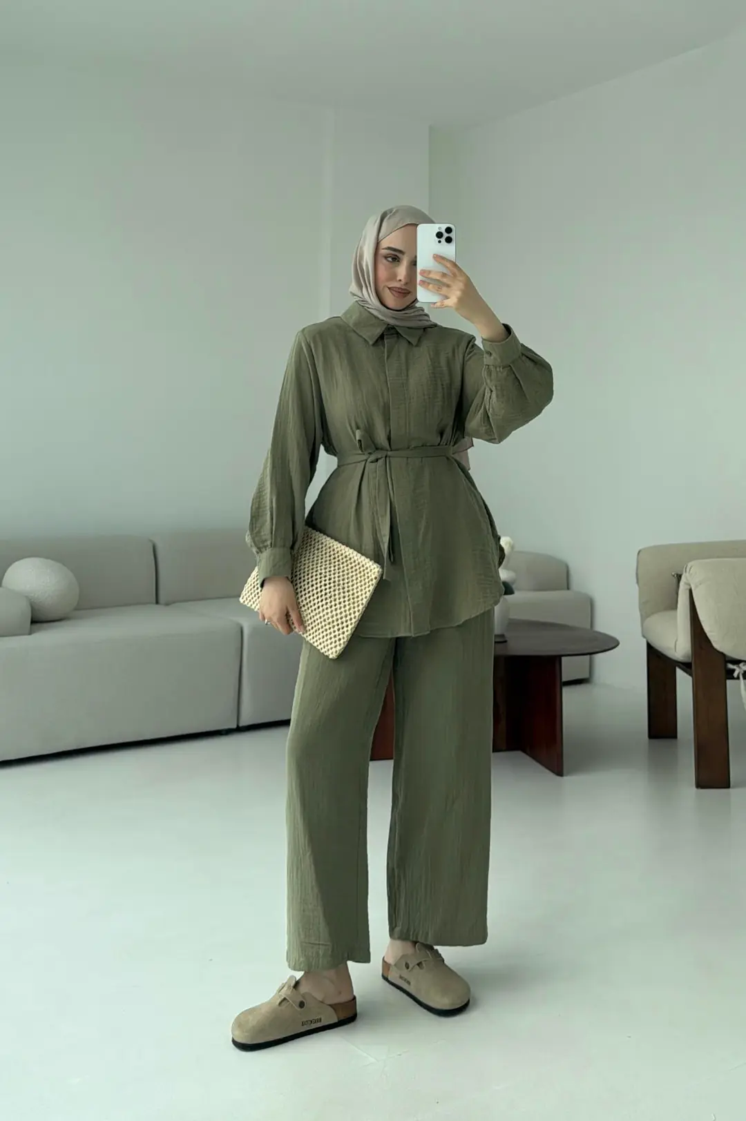 Müslin Gömleklİ Takım Haki