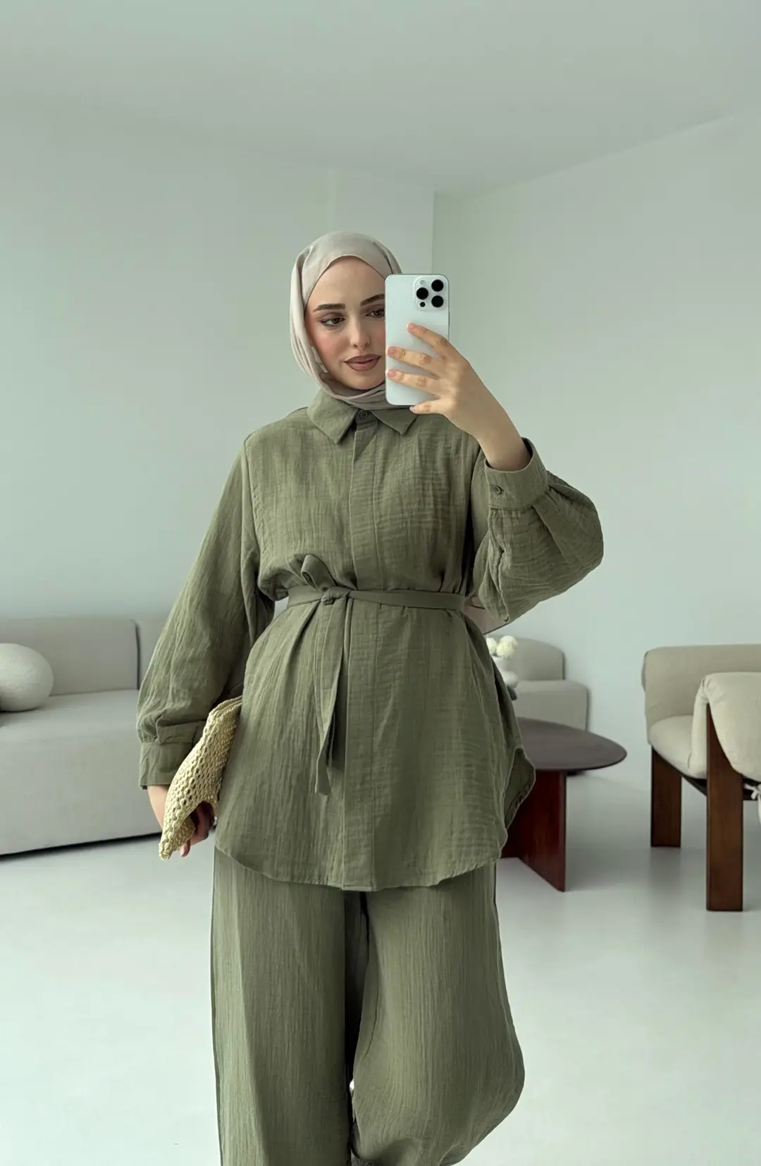 Müslin Gömleklİ Takım Haki - Görsel 4