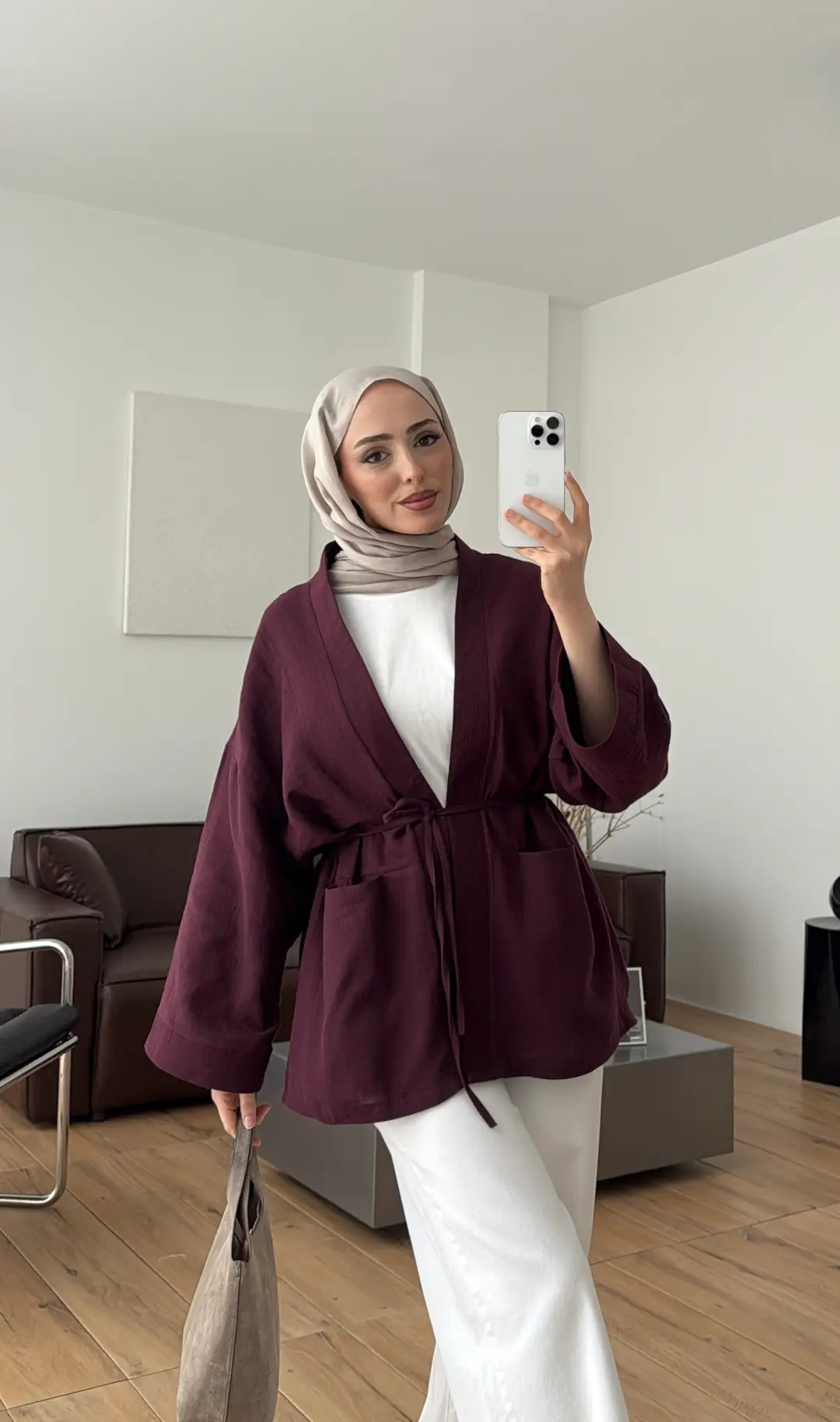 Müslin Kimono Bordo - Görsel 4