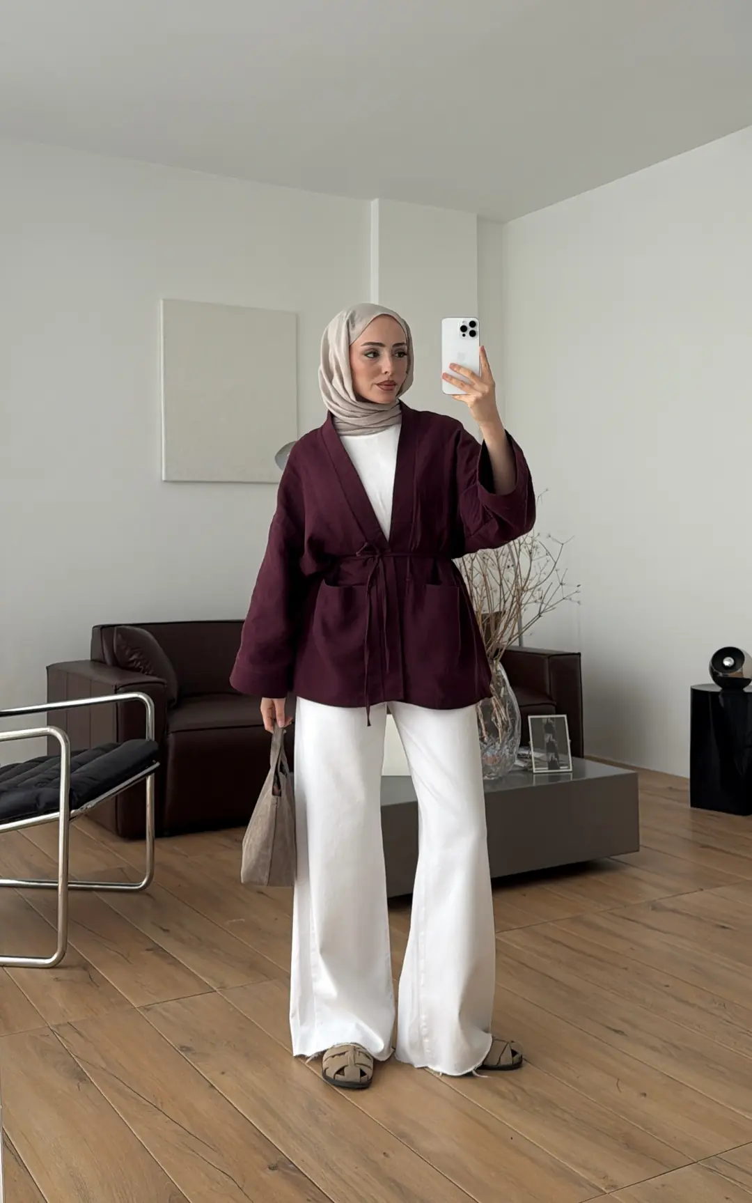 Müslin Kimono Bordo - Görsel 6