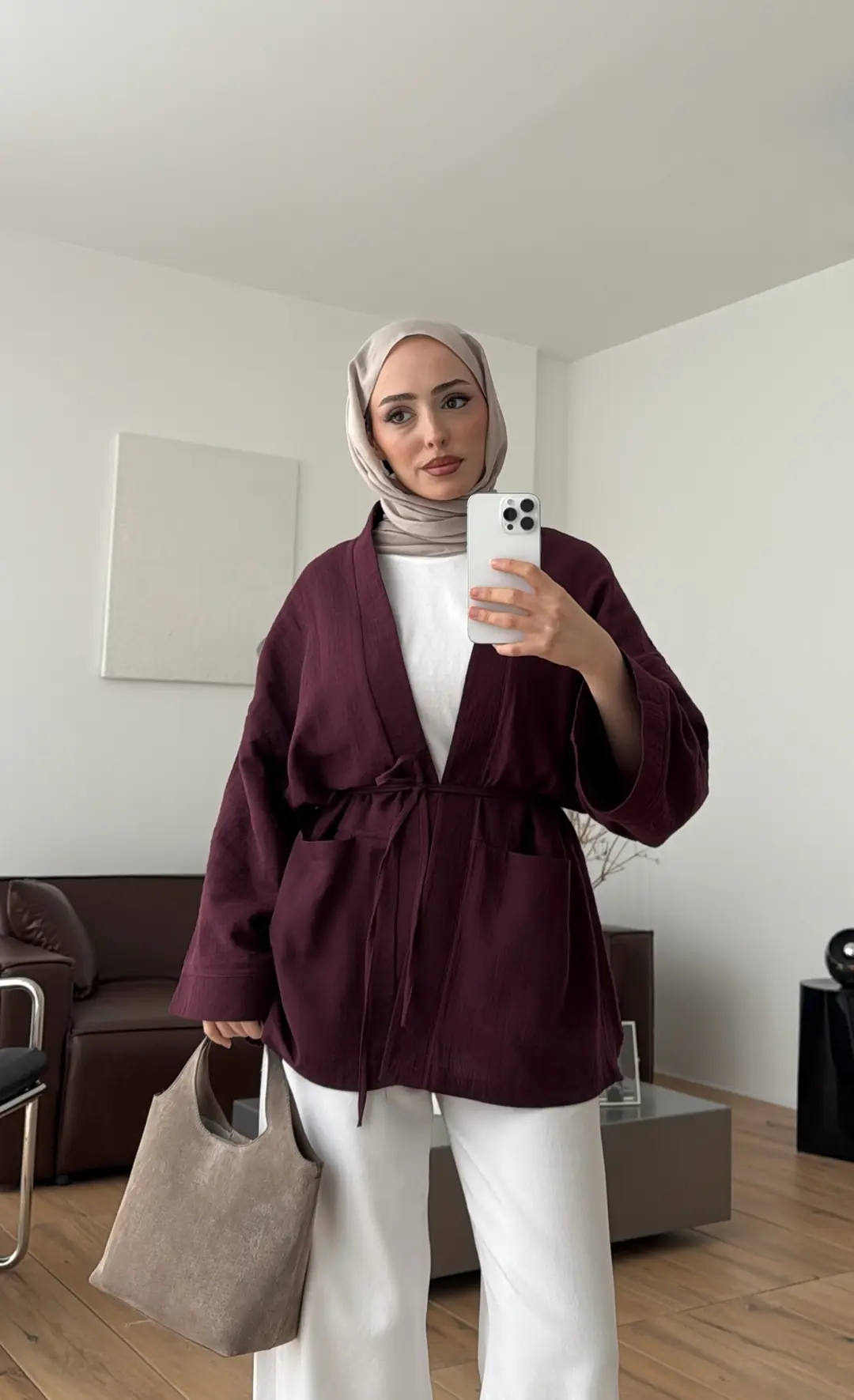 Müslin Kimono Bordo - Görsel 8