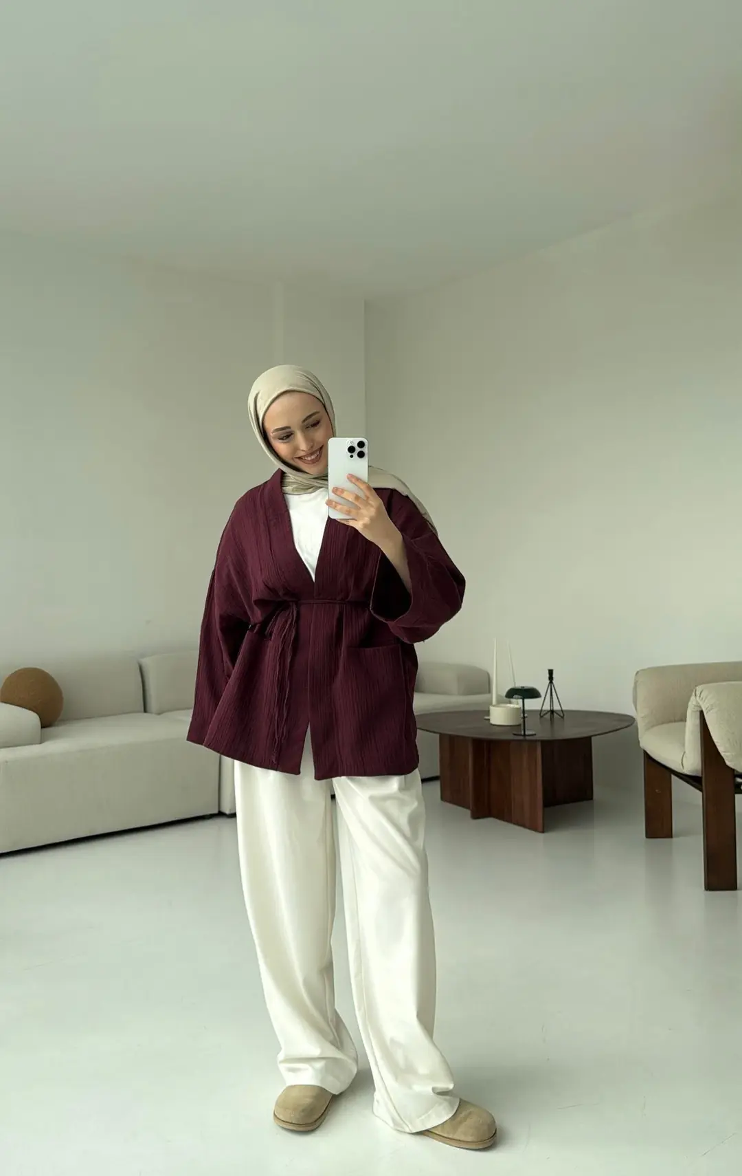 Müslin Kimono Bordo - Görsel 2