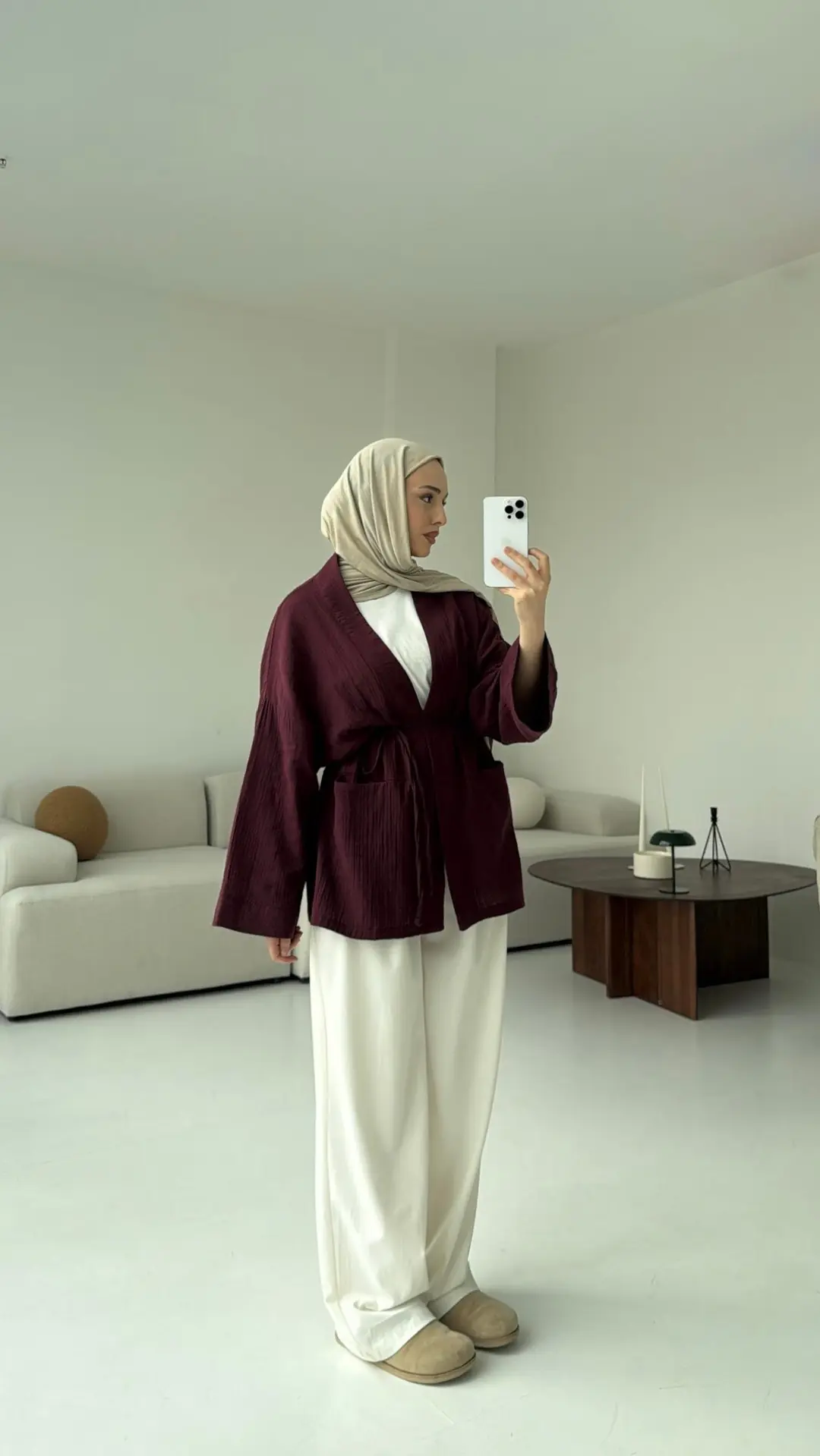 Müslin Kimono Bordo - Görsel 5