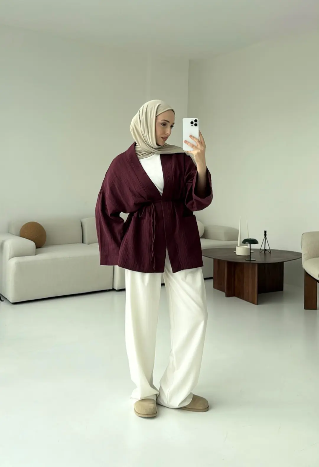 Müslin Kimono Bordo - Görsel 6