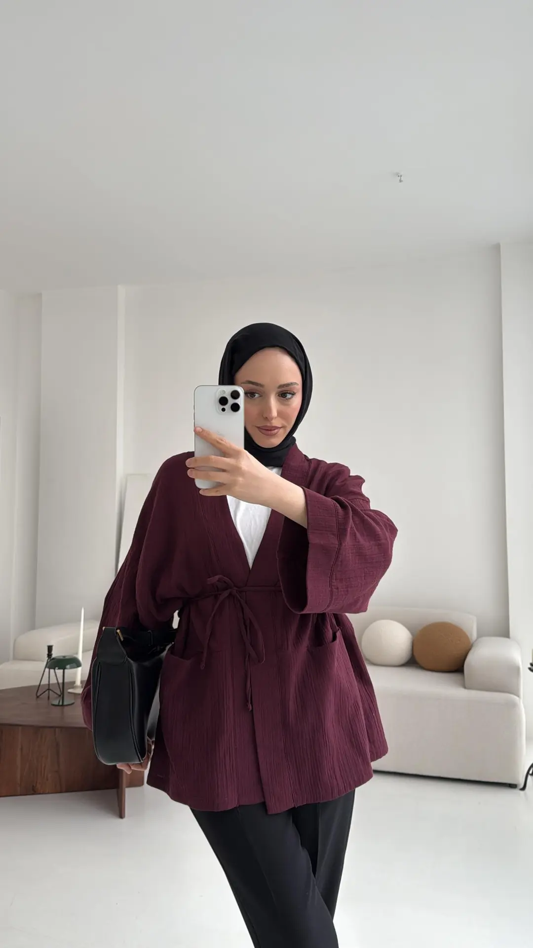 Müslin Kimono Bordo - Görsel 2