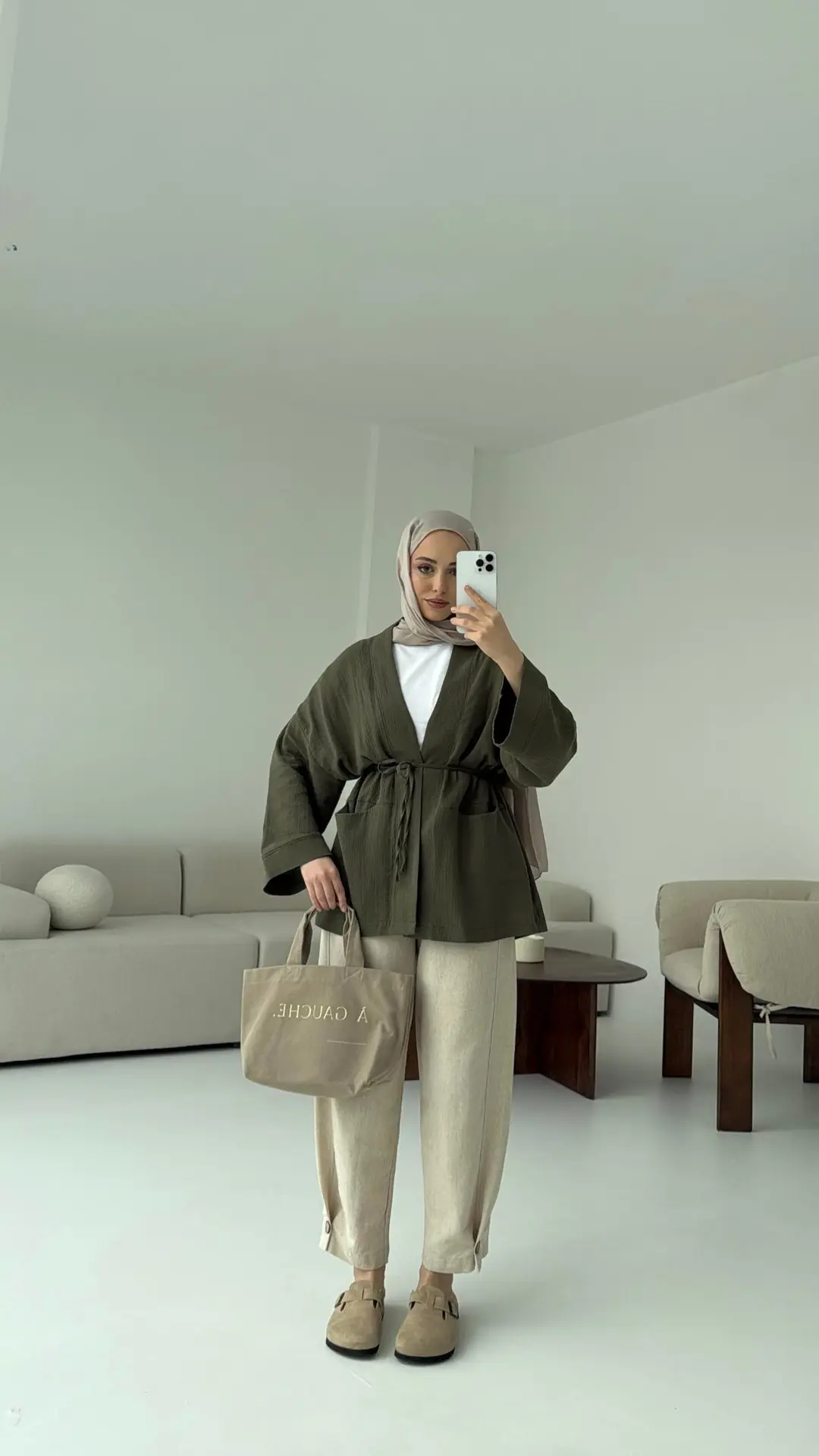 Müslin Kimono Haki - Görsel 4