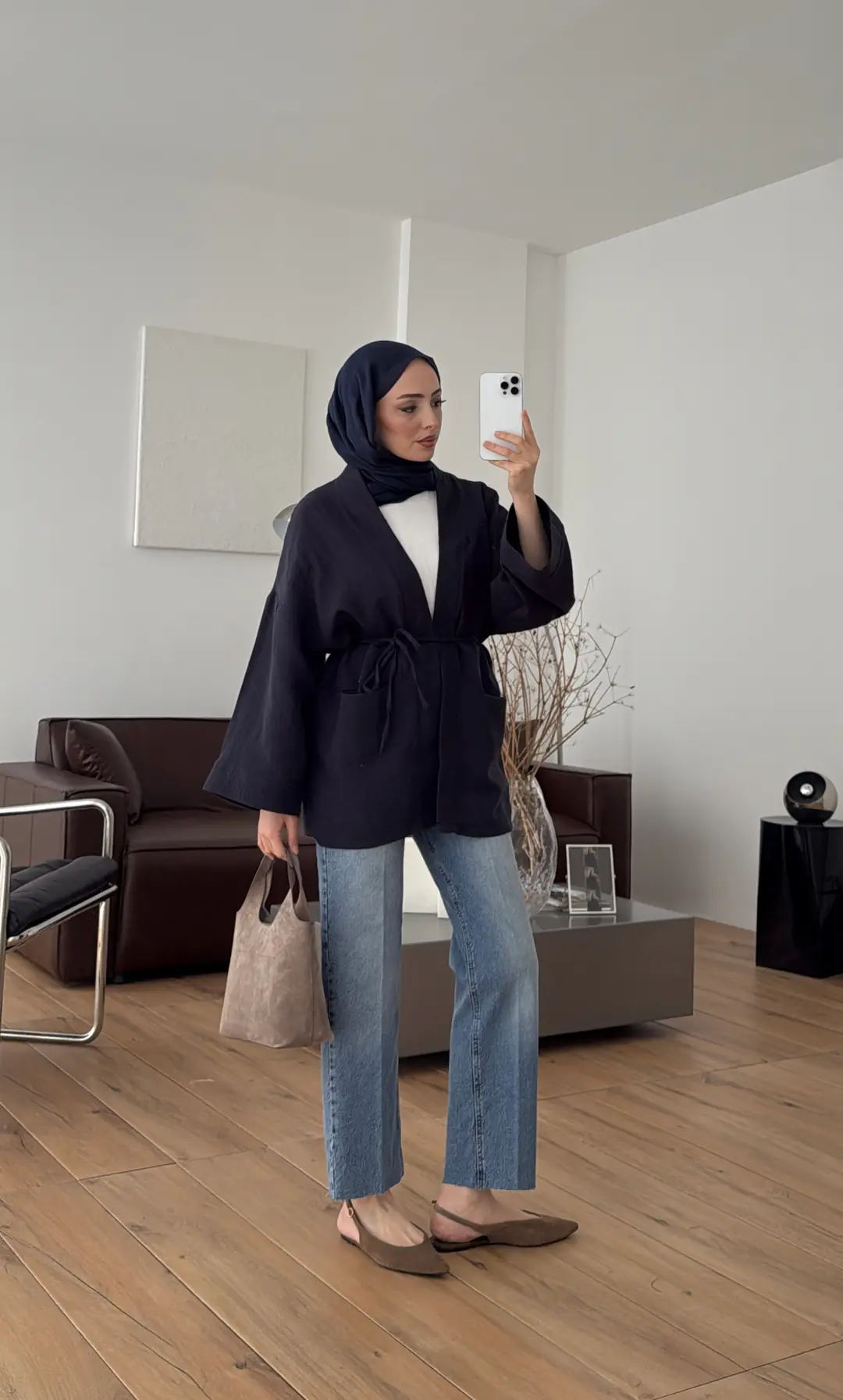 Müslin Kimono Lacivert - Görsel 5